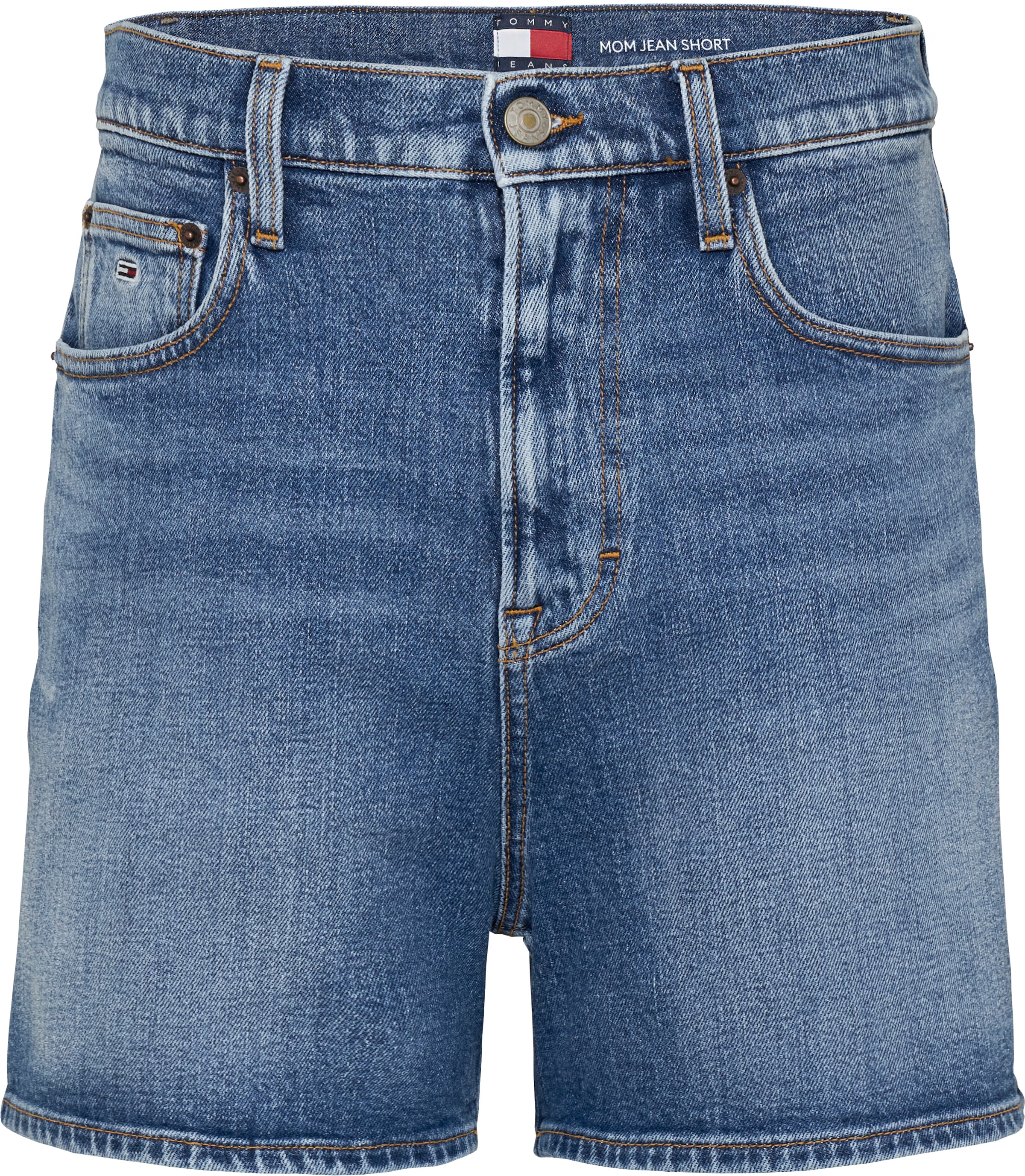 Tommy Jeans Shorts »MOM SHORT BI0134«, mit Logo-Badge, in blauer Waschung