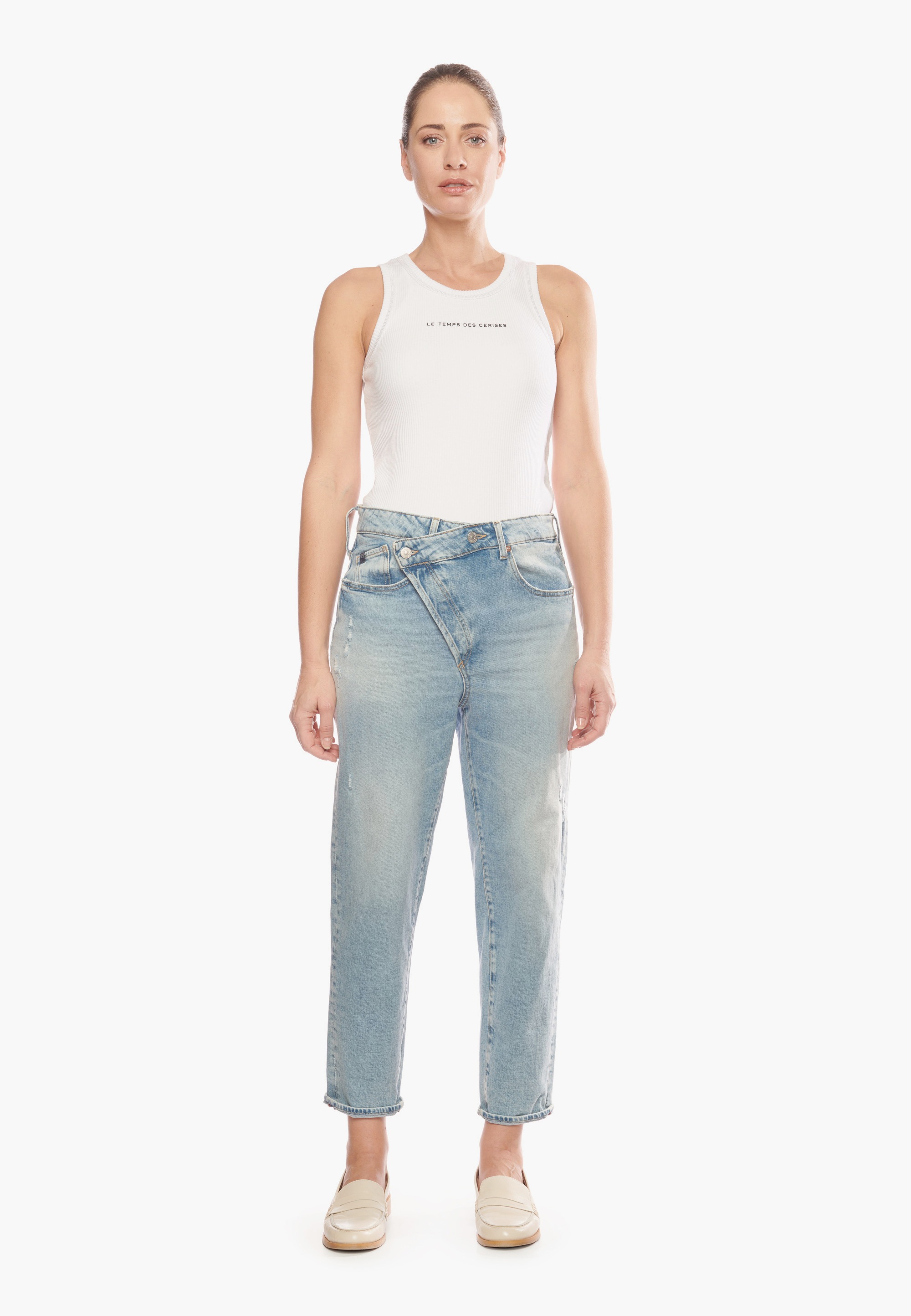 Le Temps Des Cerises 7/8-Hose »JEAN FEMME COSY«, mit asymmetrischem Verschluss