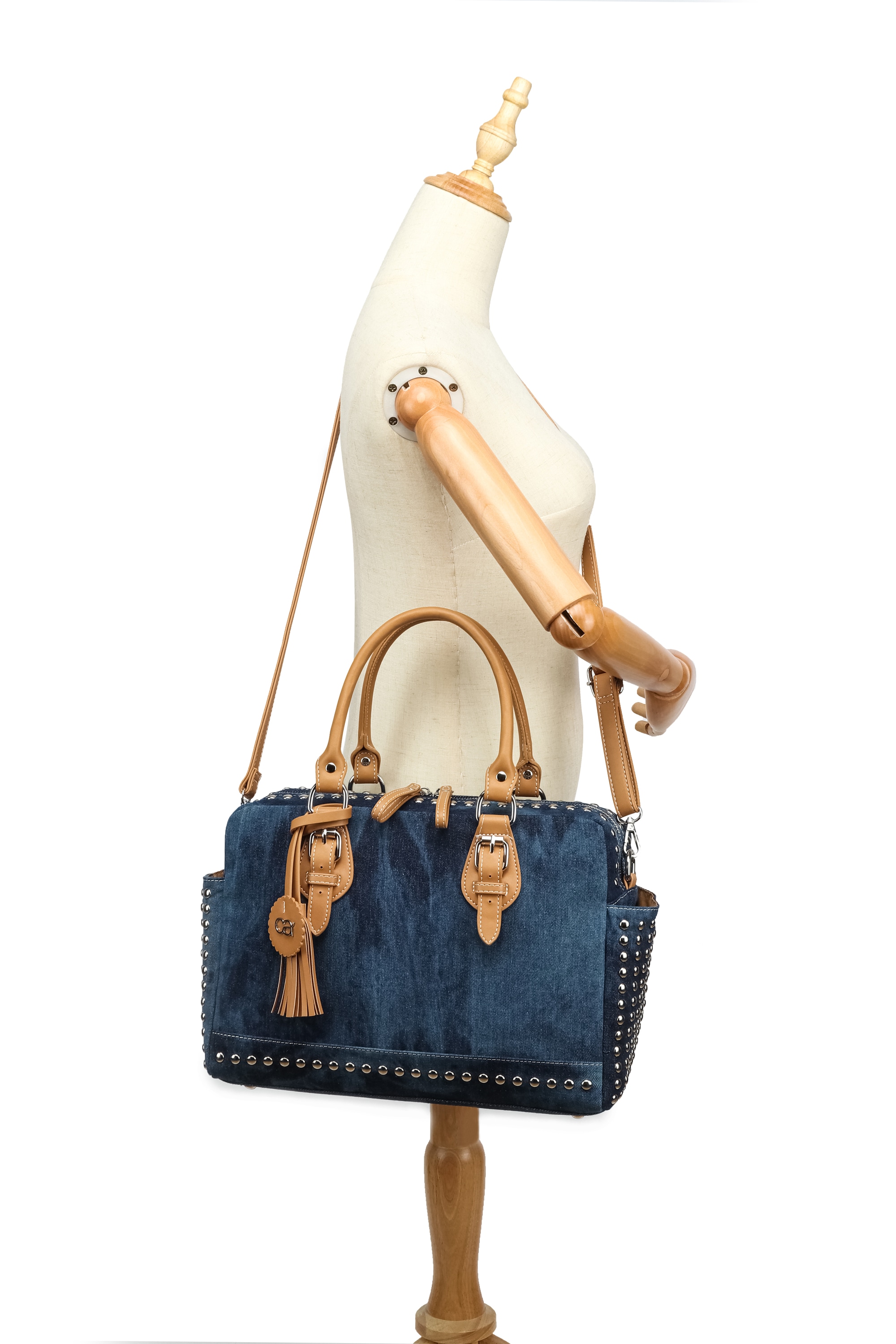 COLLEZIONE ALESSANDRO Schultertasche »Denim«, aus griffigem Jeansstoff mit Nieten