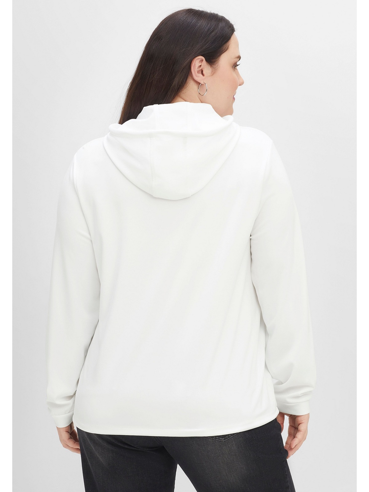 Sheego Kapuzensweatshirt »Große Größen«, pflegeleicht, mit Ton-in-Ton-Stickerei
