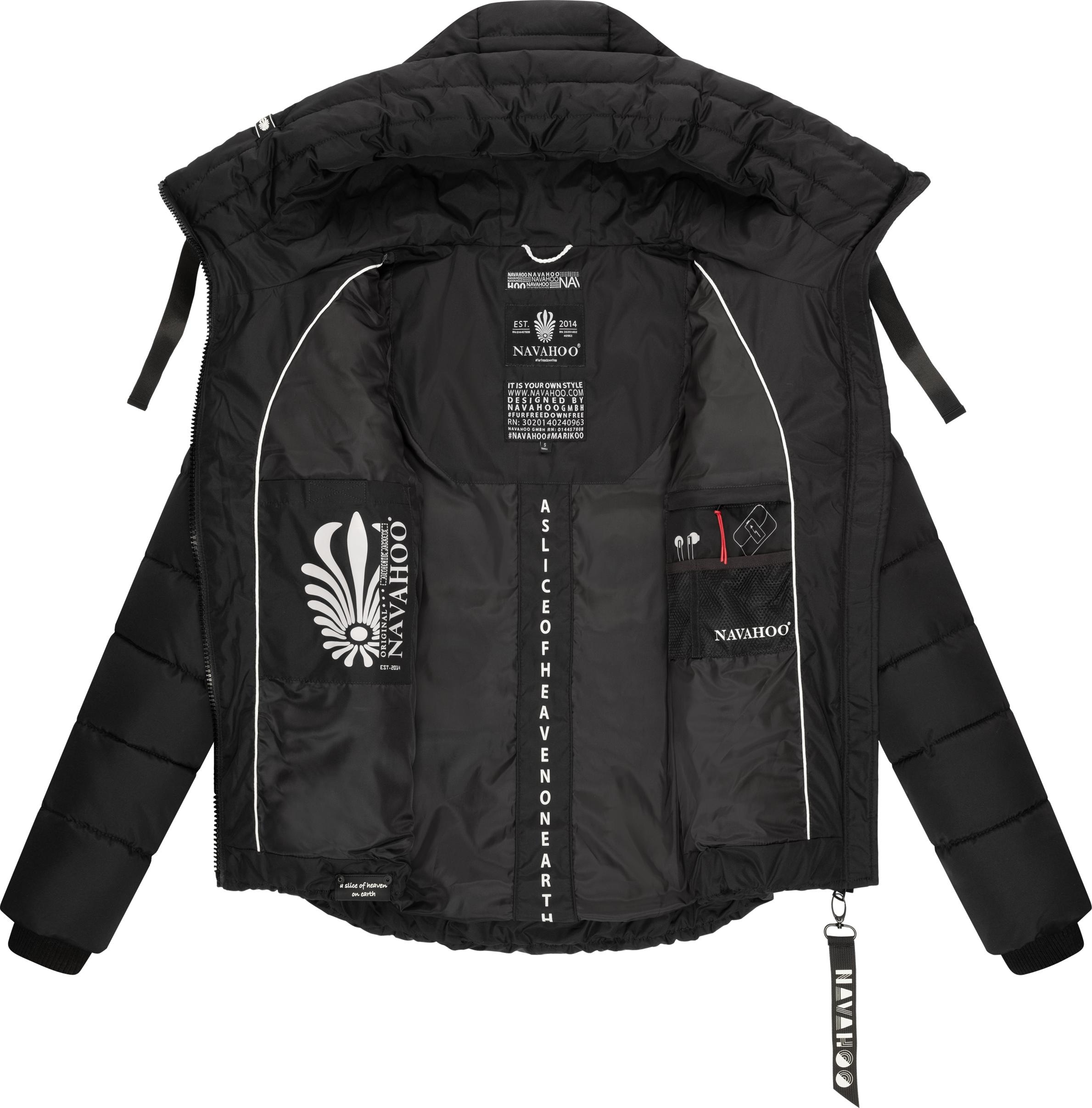 Navahoo Steppjacke »Amayaa«, mit Kapuze, stylische Damen Winterjacke mit coolen Applikationen