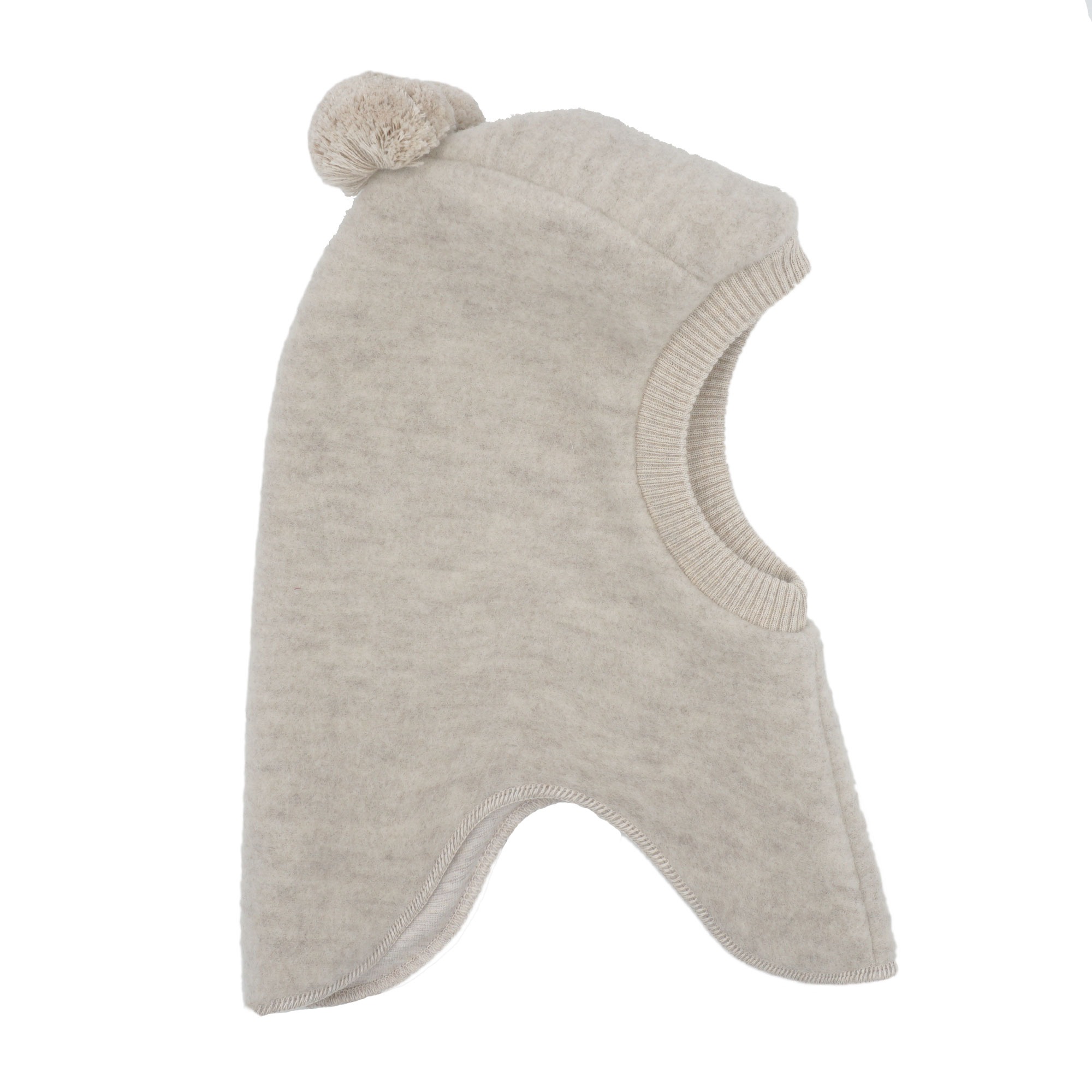 MAXIMO Schlupfmütze Wolle, gefüttert, mit zwei Bommeln, Rippstrickbünchen