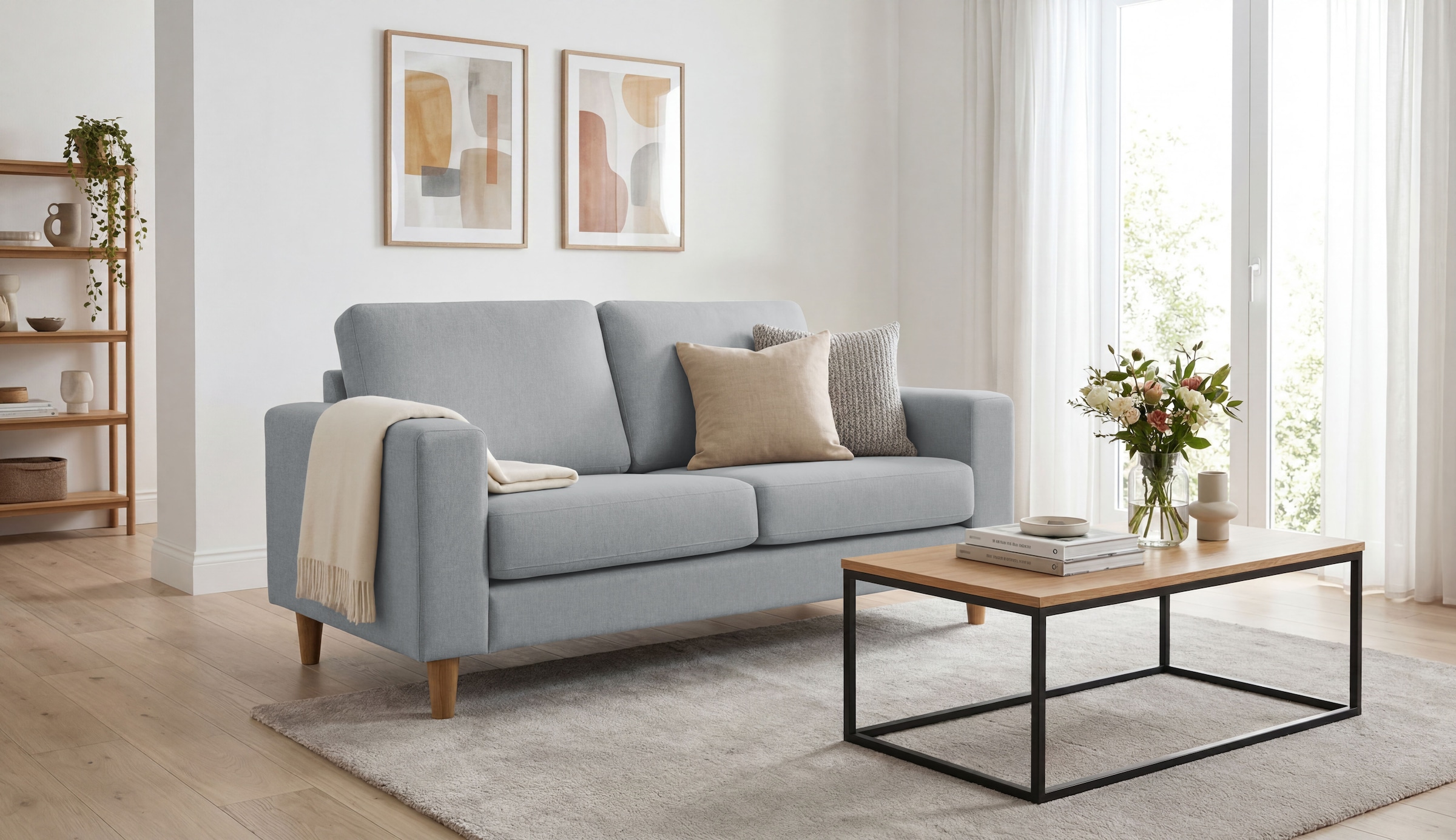 OTTO home 2-Sitzer »Tvinno« im skandinavischen Stil, mit Massivholzfüßen, Breite 155 cm