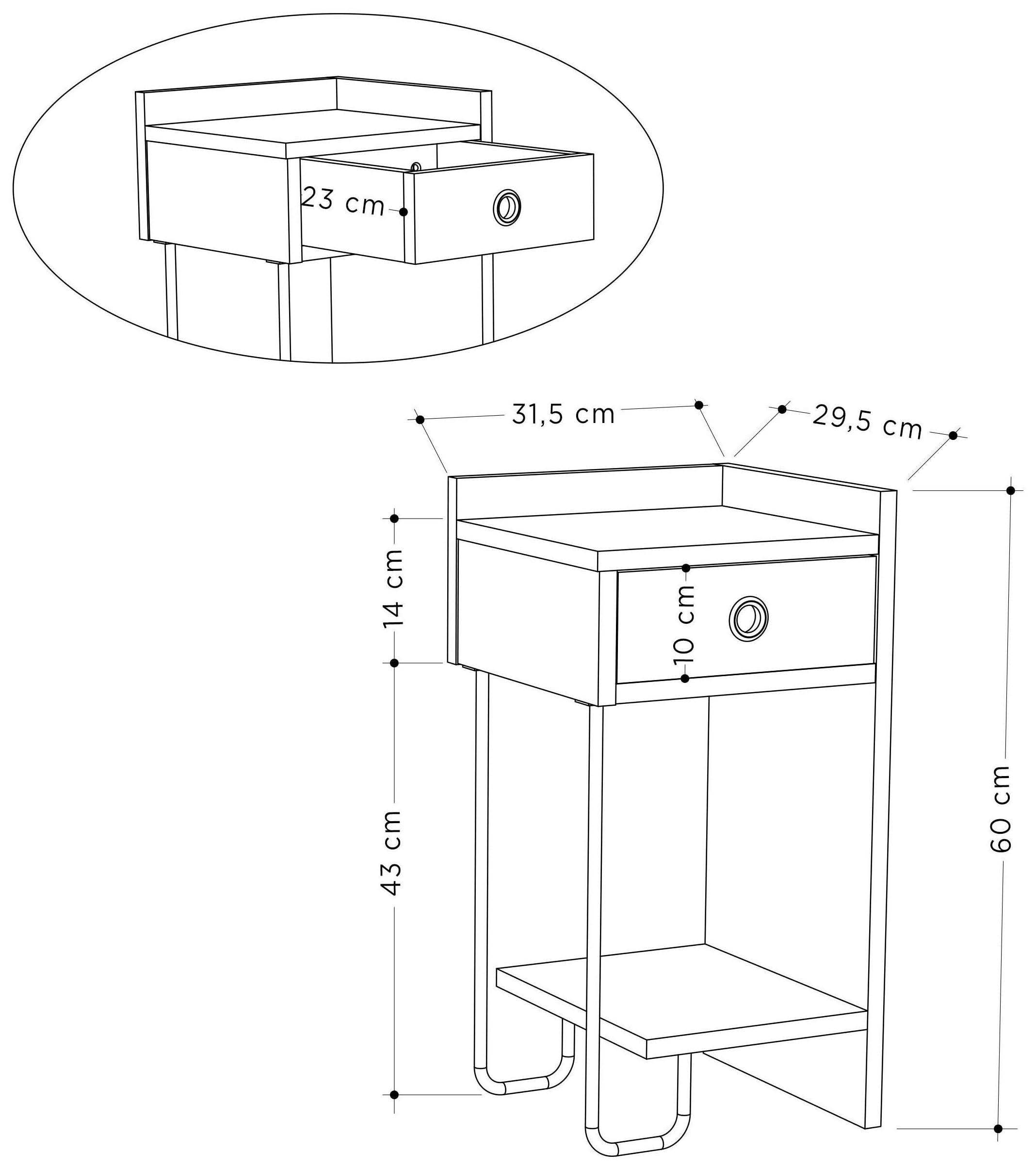 Decortie Nachttisch »SIRIUS NACHTTISCH RECHTS MODUL« Packung, 1 Stk. tlg. Leichte Montage, Lagerung, Platzsparend