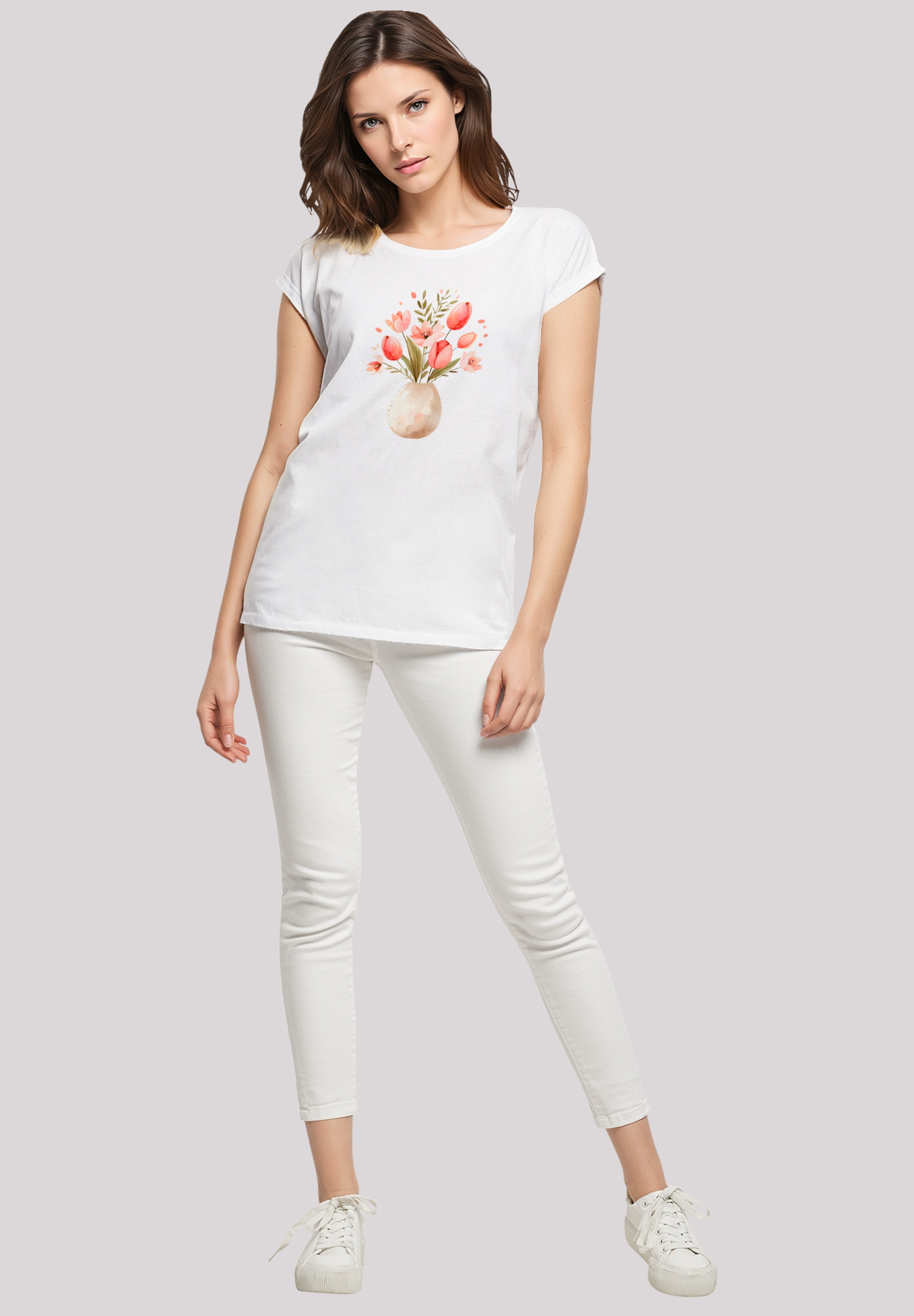 F4NT4STIC T-Shirt »Rosa Frühlingsblumenstrauß in Vase«, Premium Qualität