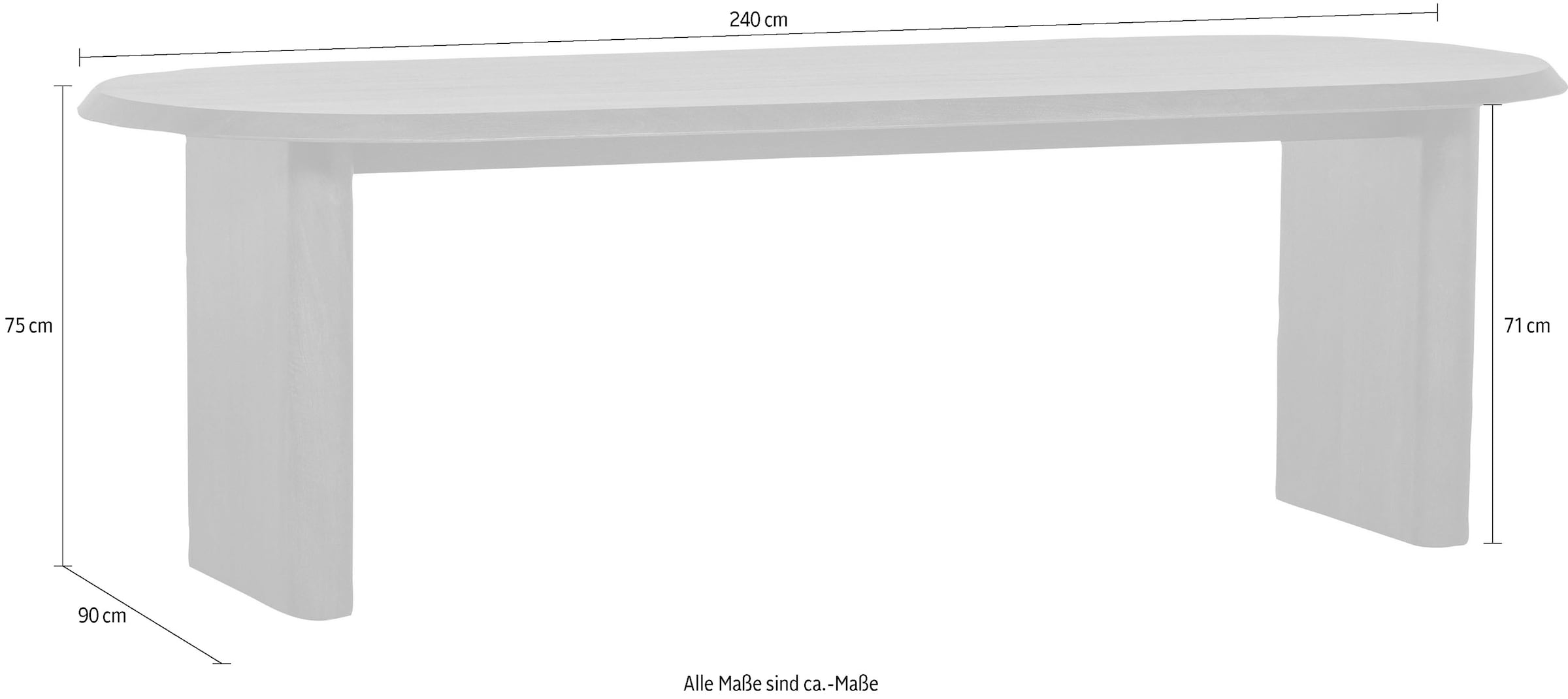 WOOOD Esstisch, H 75 cm x B 240 cm x T 90 cm