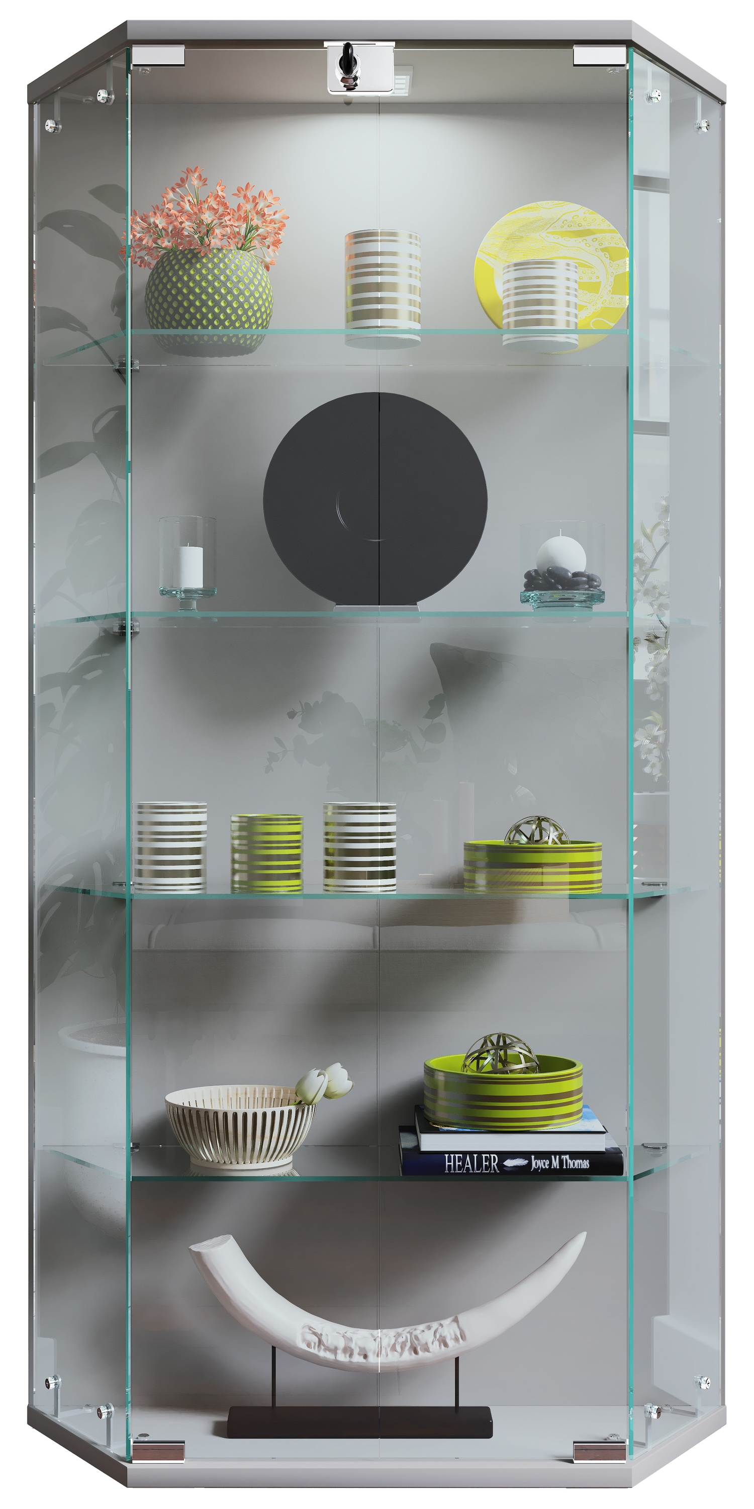 Wandregal VCM, B:83cm T:17cmsilber, Wohnzimmer, Regale, "Wandvitrine Hängevitrine Glasvitrine Benila L"