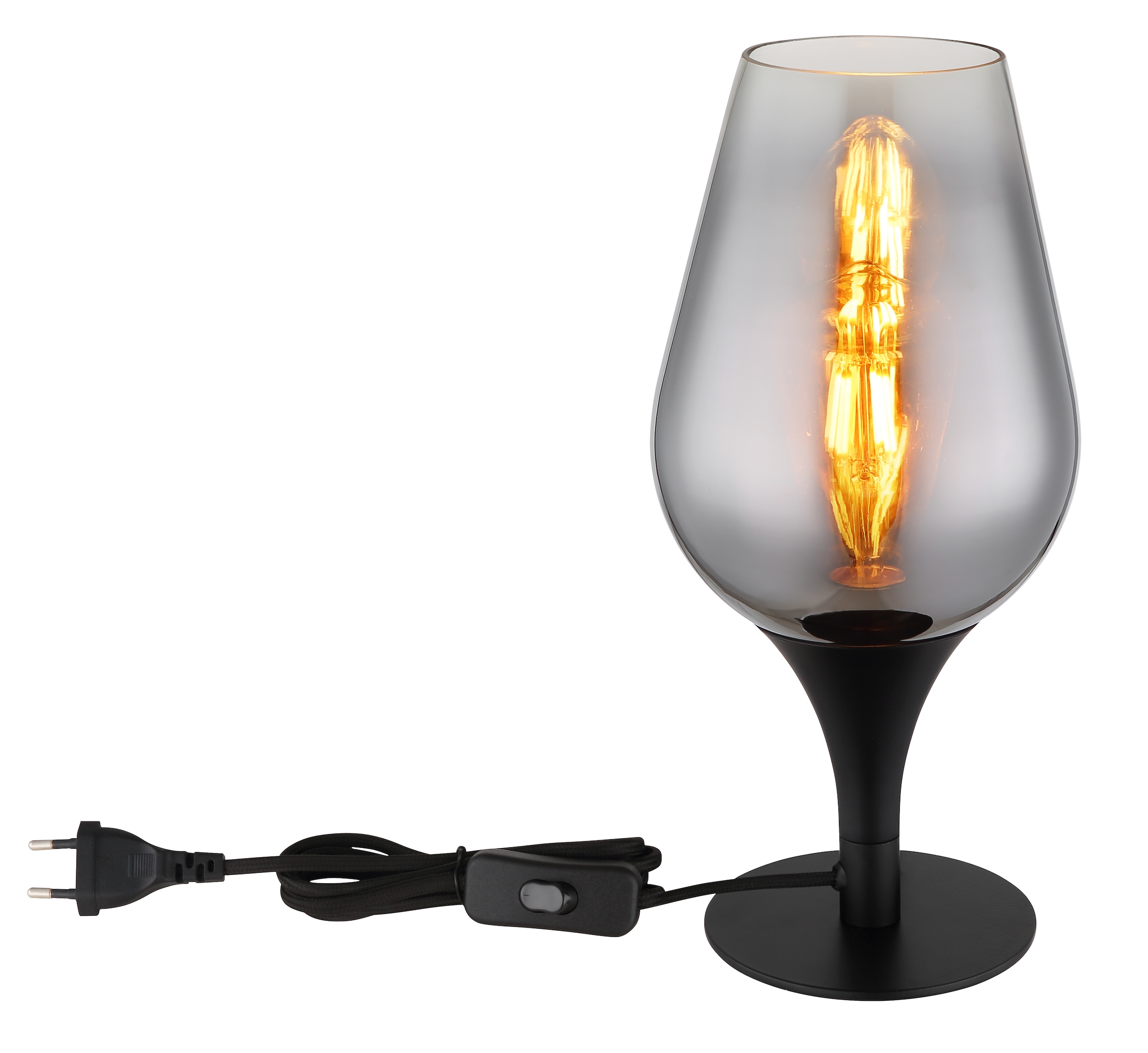 GLOBO LIGHTING Tischleuchte »LAVUS«, Leuchtmittel E27 | ohne Leuchtmittel, Tischlampe/Glas verchromt/Schlafzimmer/Wohnzimmer/Flur
