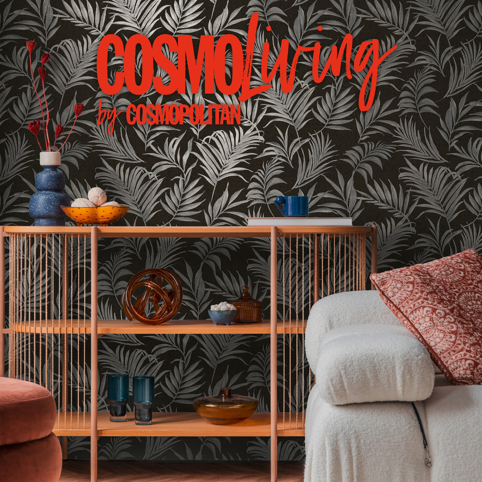 CosmoLiving by Cosmopolitan Vliestapete »Midnight Botanica-Mystery Tapete« matt strukturiert Tropisches Blätterdesign in moderner Eleganz
