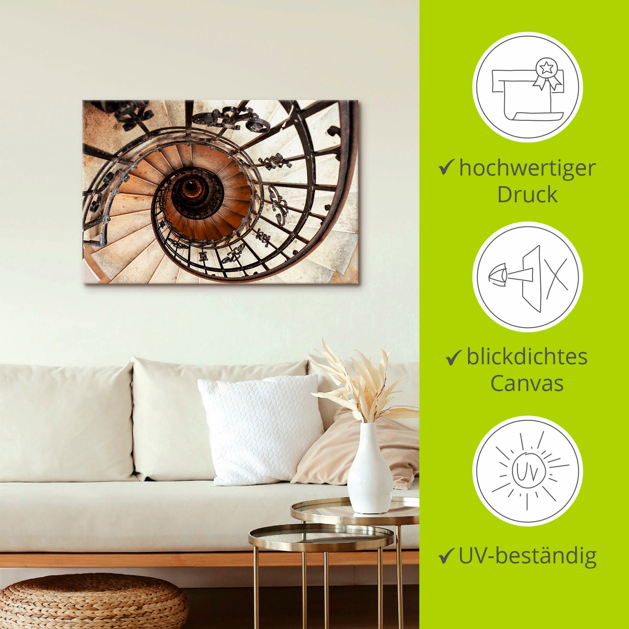Artland Wandbild »Treppe«, Architektonische Elemente, (1 St.), als Alubild, Outdoorbild, Leinwandbild, Poster, Wandaufkleber