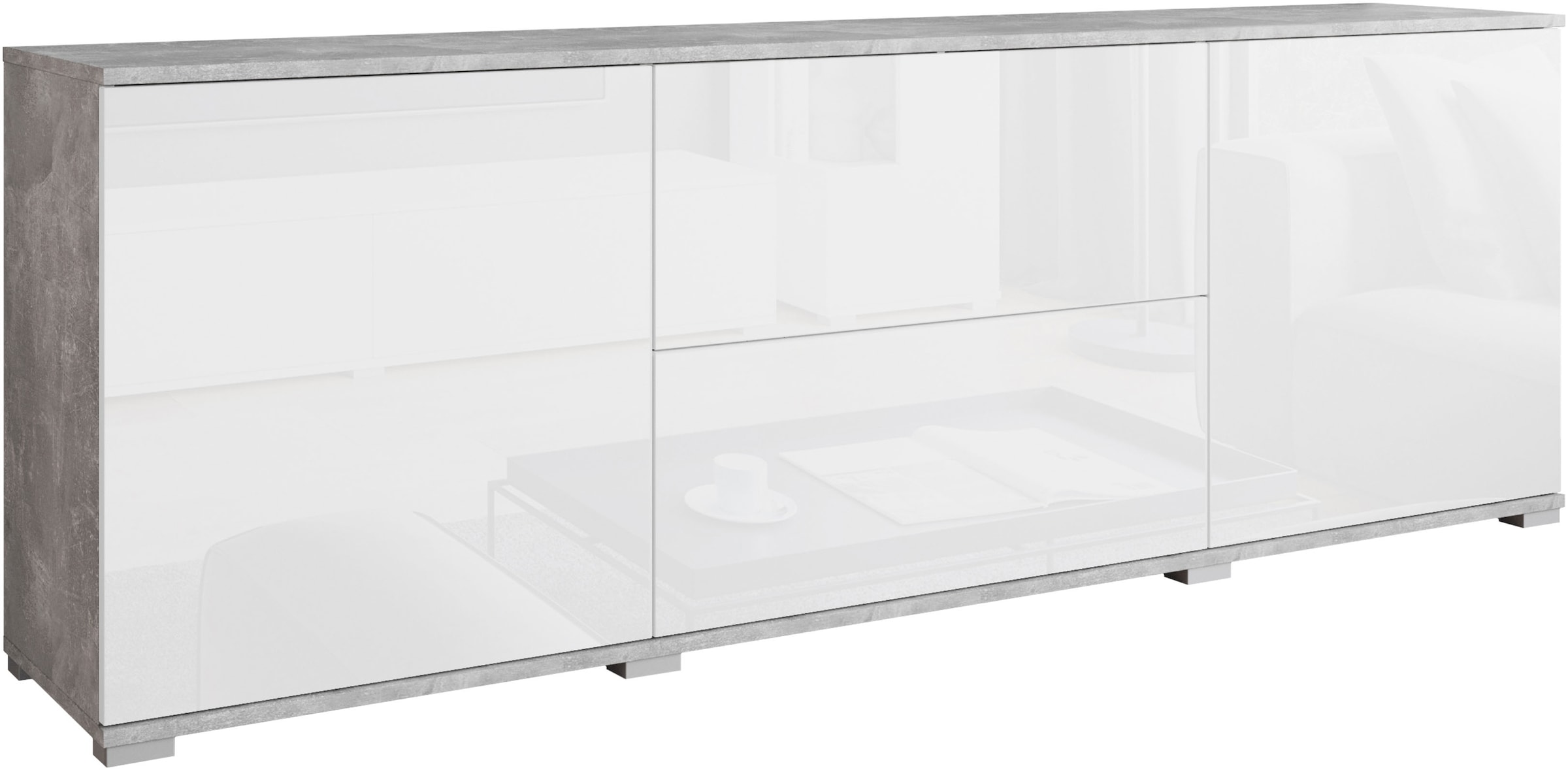 INOSIGN Lowboard »Kenia«, (1 St.), 2 Türen, 2 Schubladen, Breite 180 cm, höhenverstellbare Einlegeböden