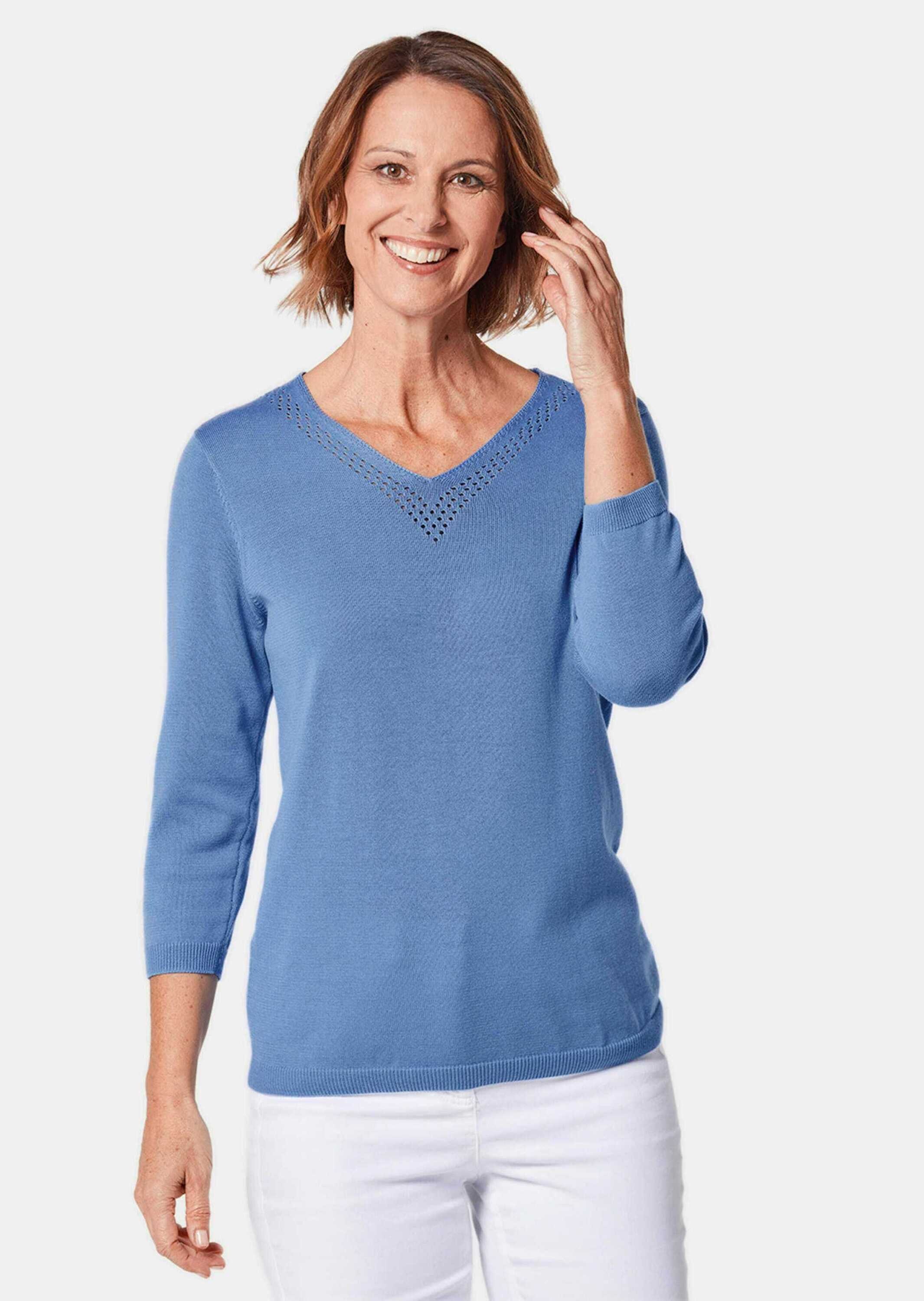 GOLDNER Rundhalspullover »Strickpullover Unkomplizierter Pullover mit V-Ausschnitt«