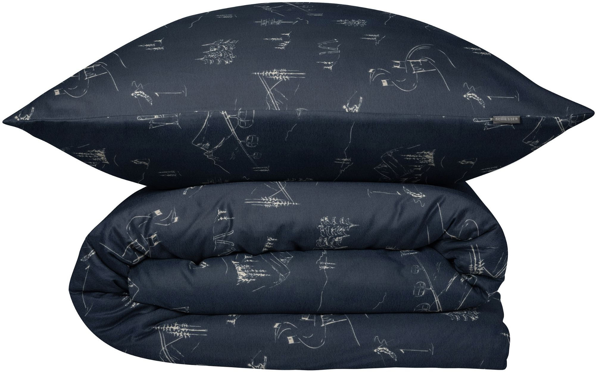 Schiesser Bettwäsche "Skiing aus weicher Baumwolle mit Winterprint" 2 OEKO-TEX MADE IN GREEN