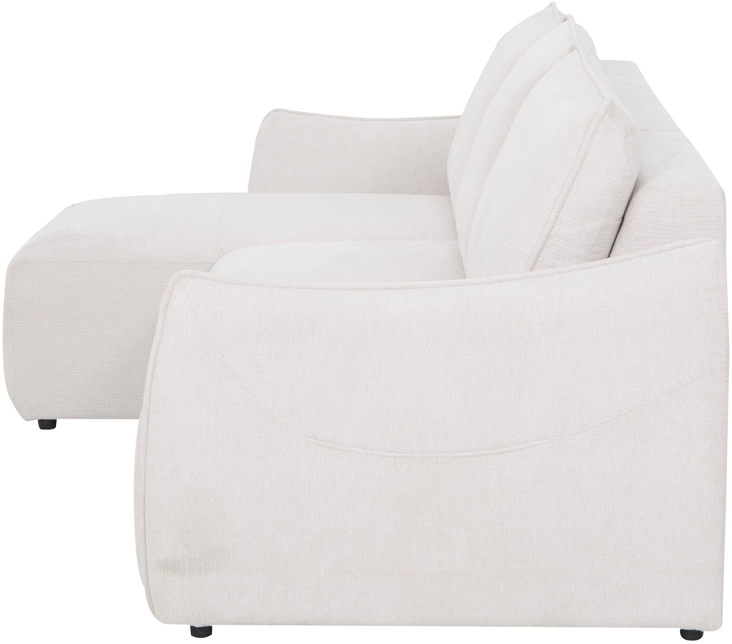 OTTO home Ecksofa »FEENY Schlafsofa (260 cm) elektr. Sitztiefenverstellung in 2 Sitzen« Sitze einzeln verstellbar, weicher Webstoff