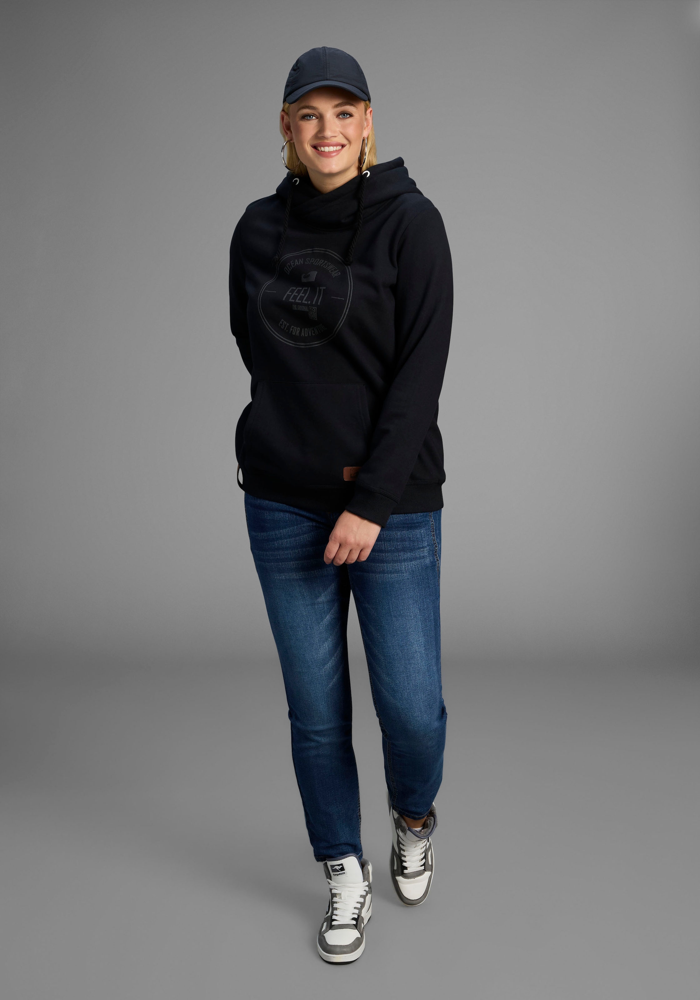 Ocean Sportswear Kapuzensweatshirt, Langarm, figurumspielender Schnitt, aus elastischem Material