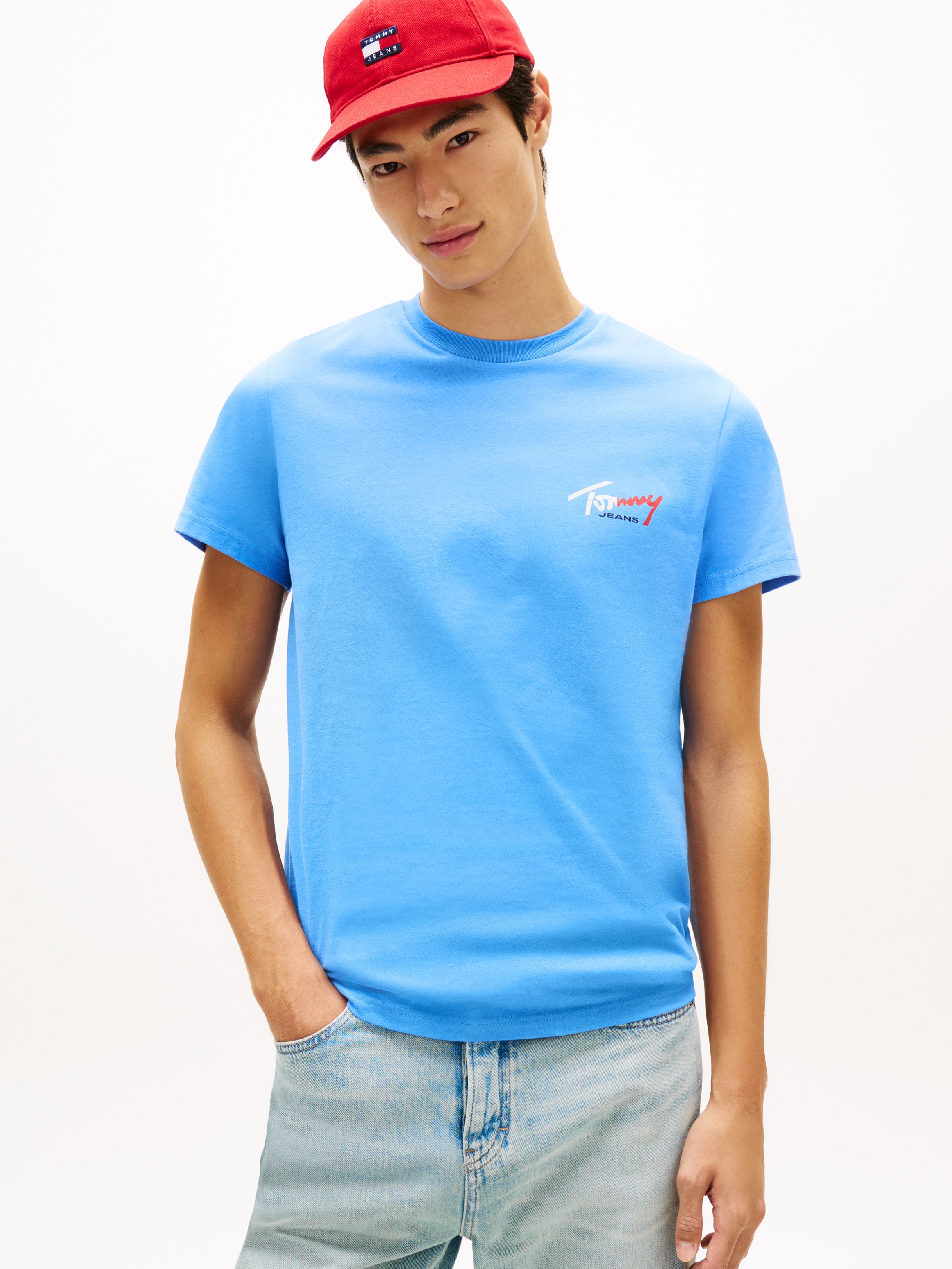 Tommy Jeans T-Shirt "TJM SLIM FIT SIGN CHEST" mit Markenprint günstig online kaufen