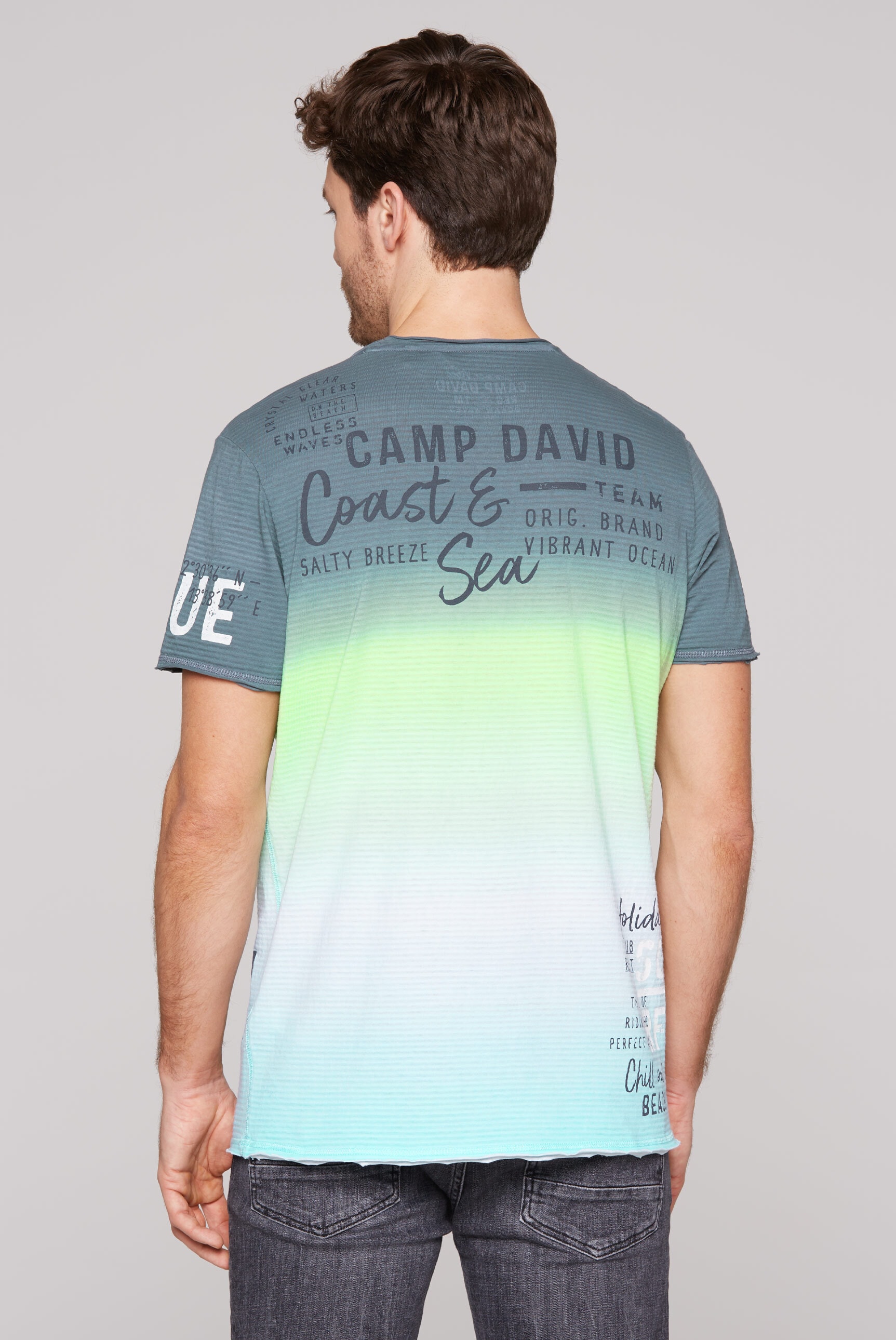 CAMP DAVID Rundhalsshirt, mit offenen Kanten