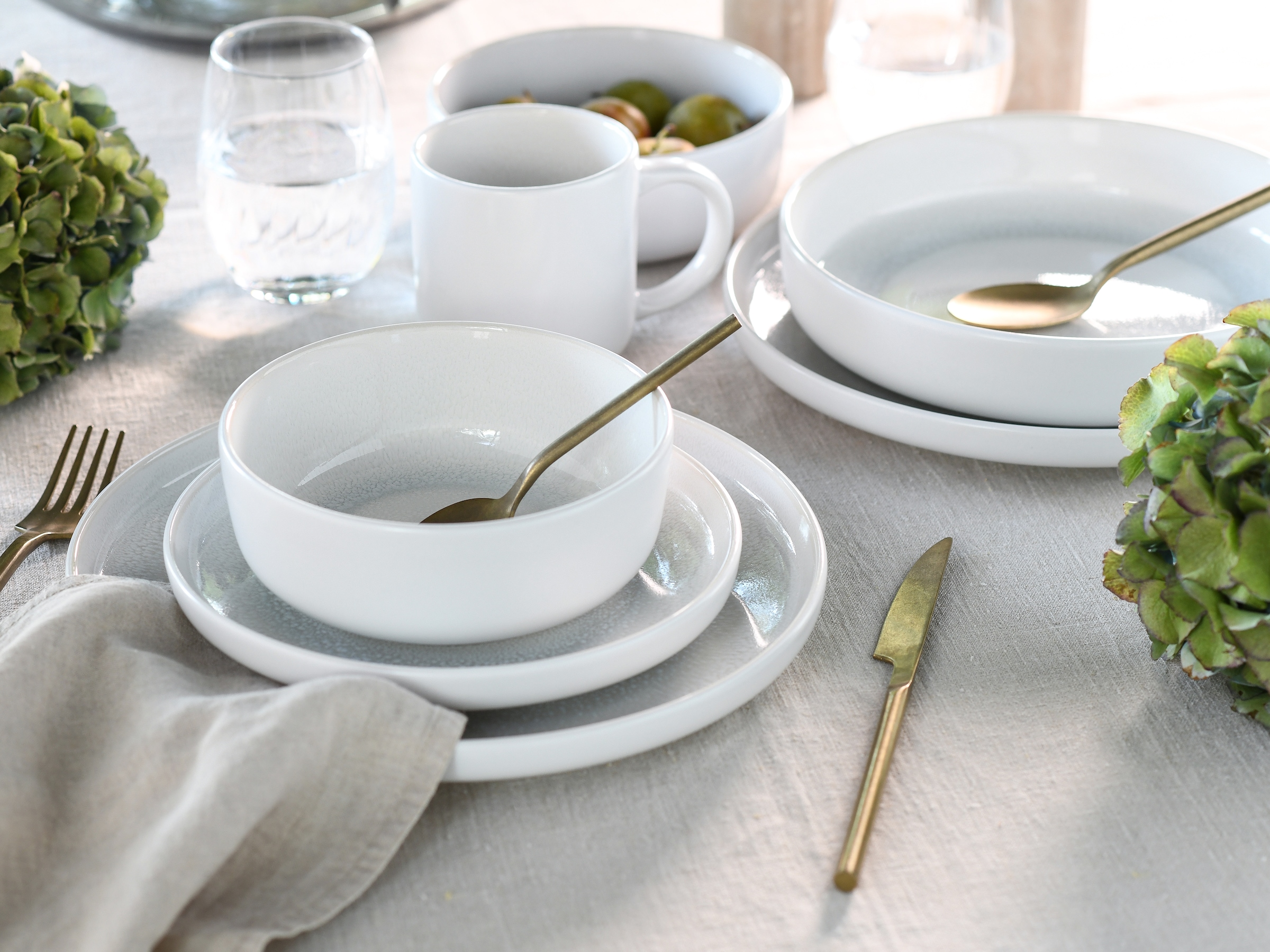 CreaTable Kombiservice »Nordic Fjord, Service, 16-tlg.« Skandinavisches Design, Reativglasur