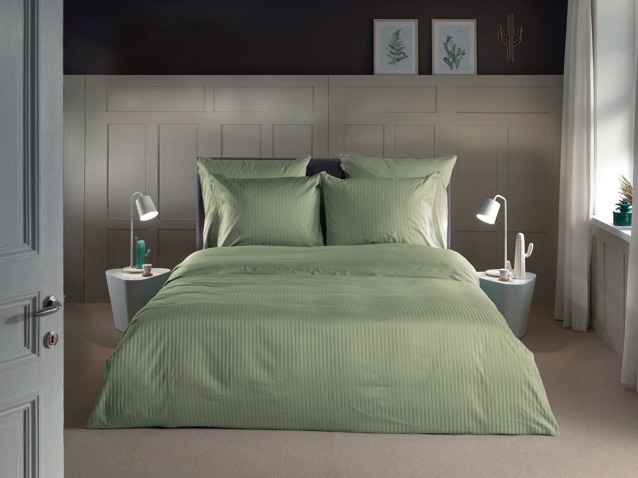 Heckett & Lane Bettwäsche "Banda" 3 Stk. hochwertiges Mako-Satin, Streifen günstig online kaufen