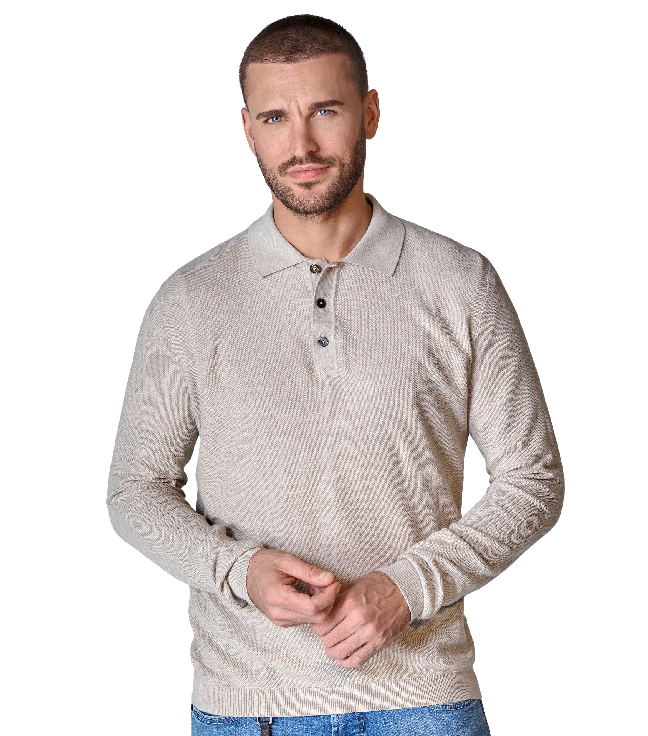 CASAMODA Langarm-Poloshirt "CASAMODA Polo-Shirt Langarm uni" günstig online kaufen