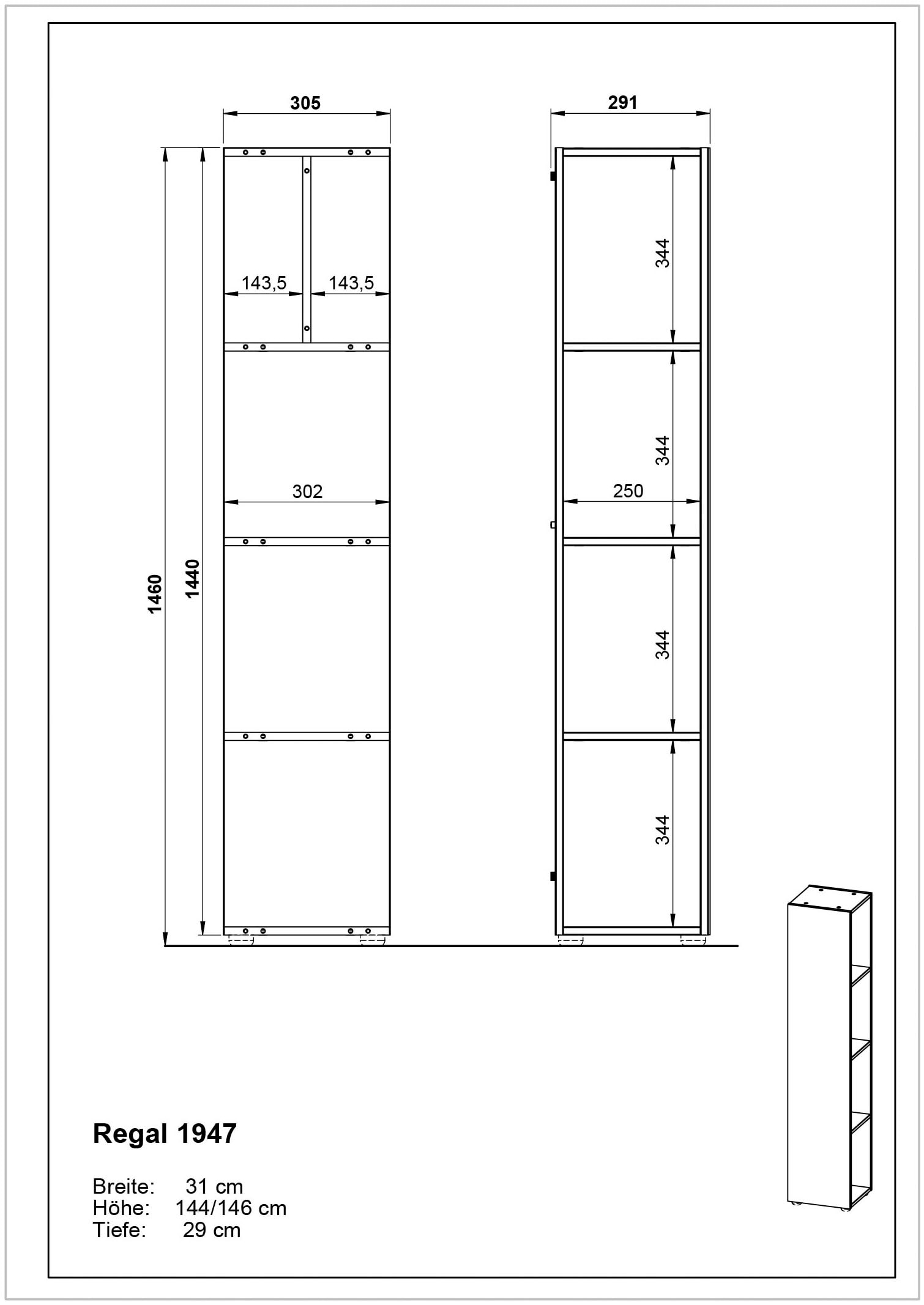 GERMANIA Badmöbel-Set »Crandon«, (4 St.), inkl. WT-Unterschrank, Spiegel, Schrank und Regal