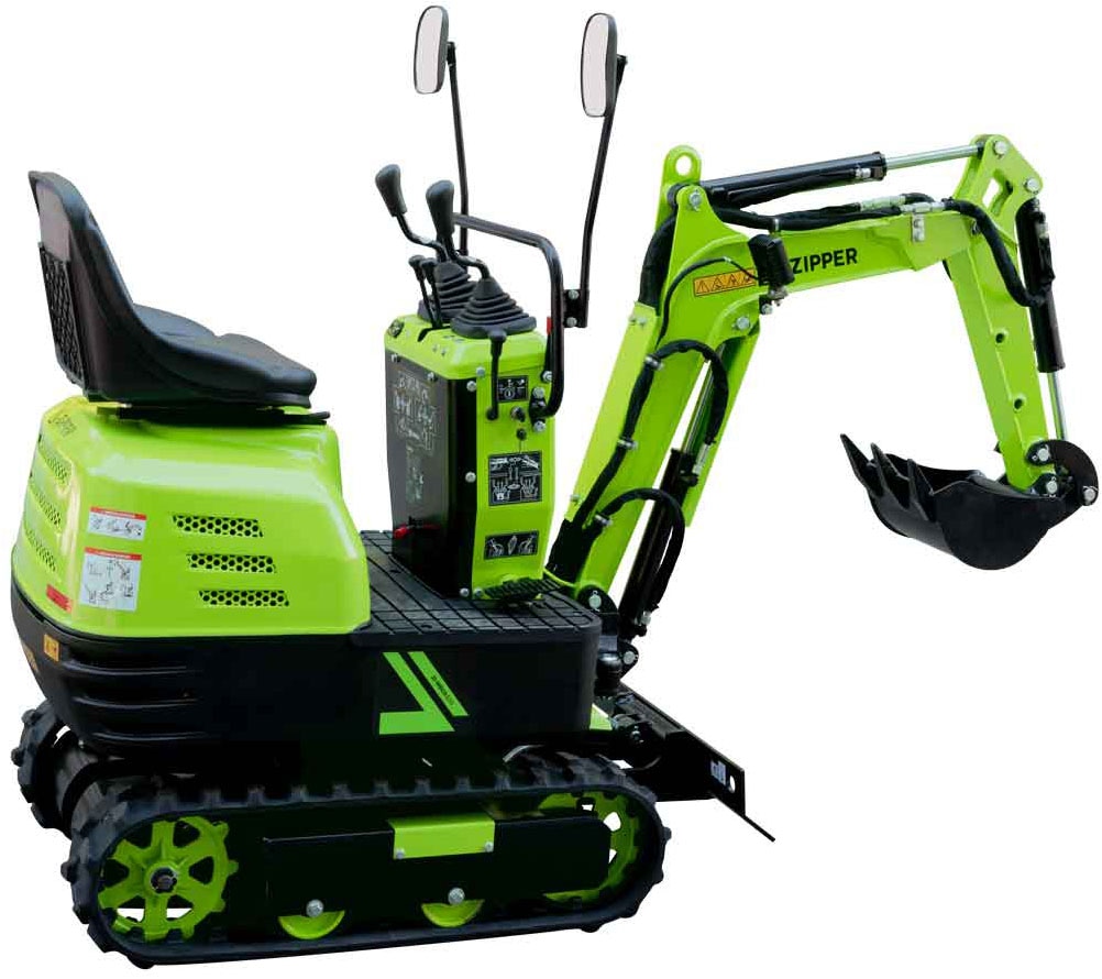 ZIPPER Minibagger Set,  6,3 kW Benzinmotor mit Elektrostarter