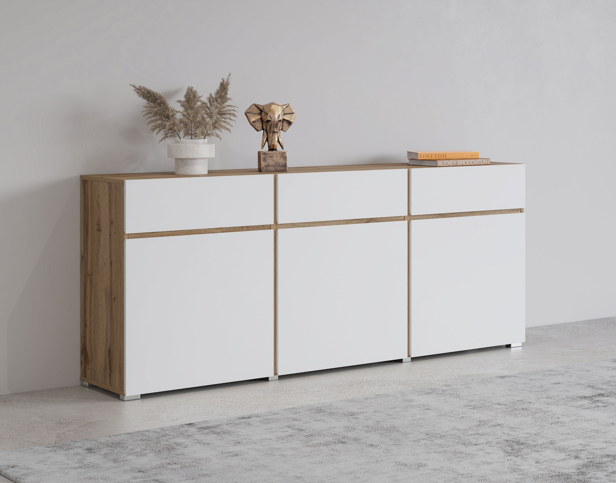 INOSIGN Kommode "Cross,Breite 180 cm, moderne grifflose Kommode,3 Türen/3 S günstig online kaufen