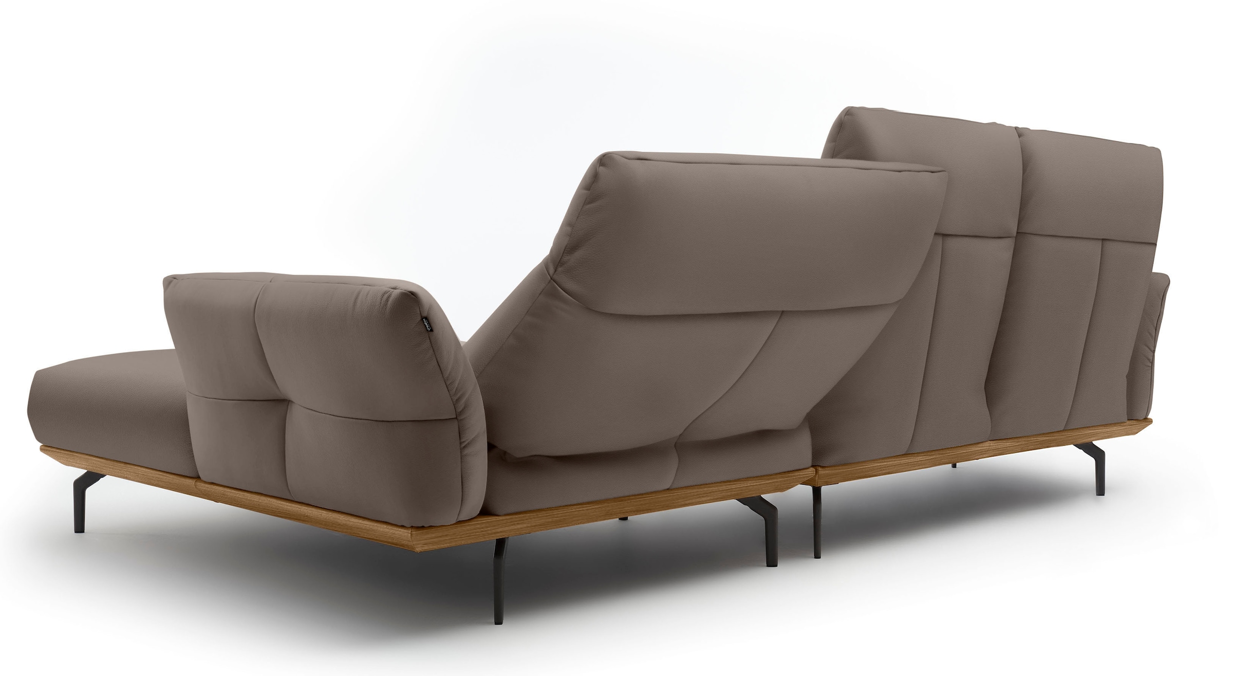 Creation BY ROLF BENZ Ecksofa »CR.460«, Sockel in Nussbaum, Winkelfüße in Umbragrau, Breite 298 cm
