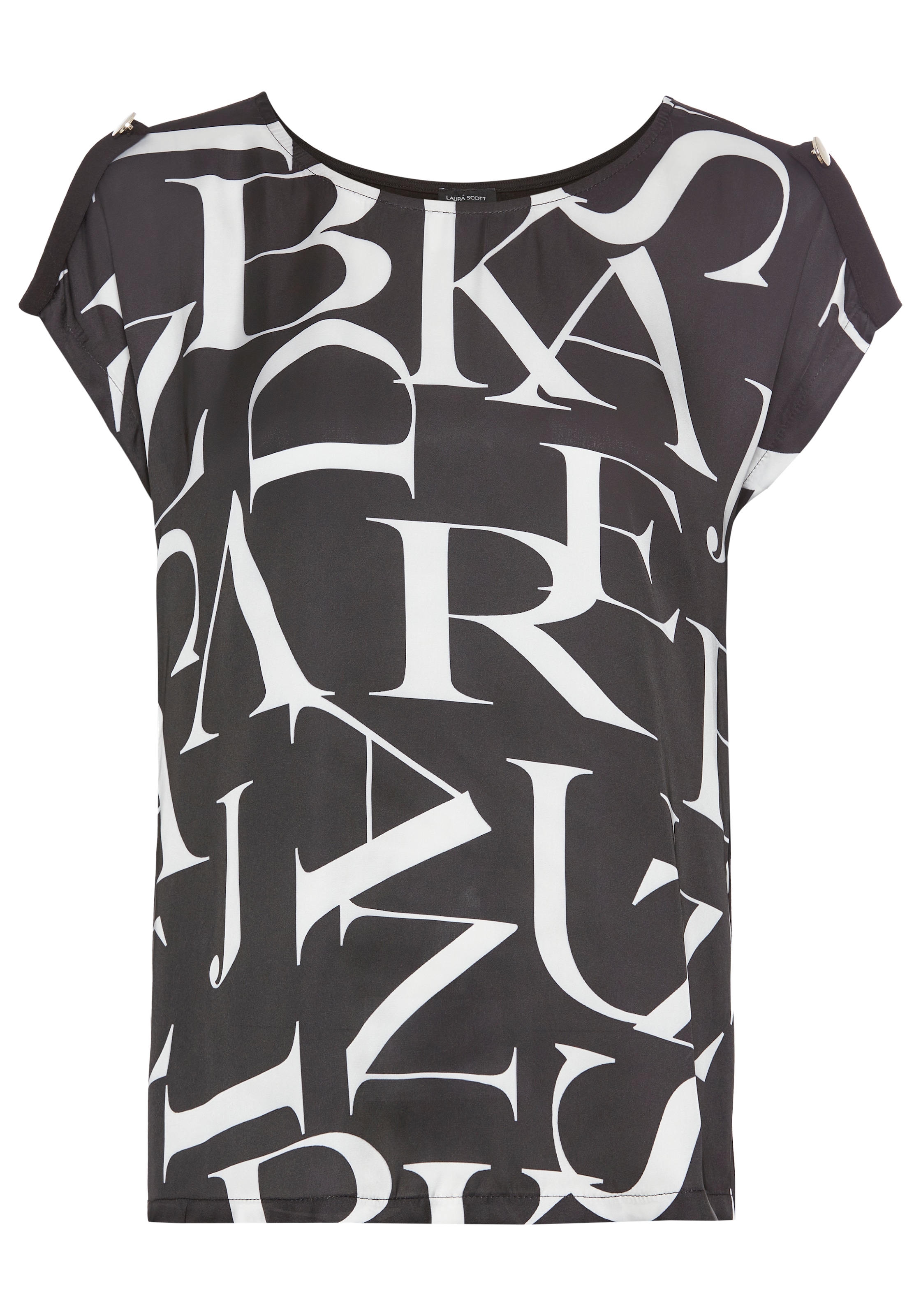 Laura Scott Shirtbluse, mit Buchstaben-Druck auf leichtglänzendem Satin - NEUE KOLLEKTION