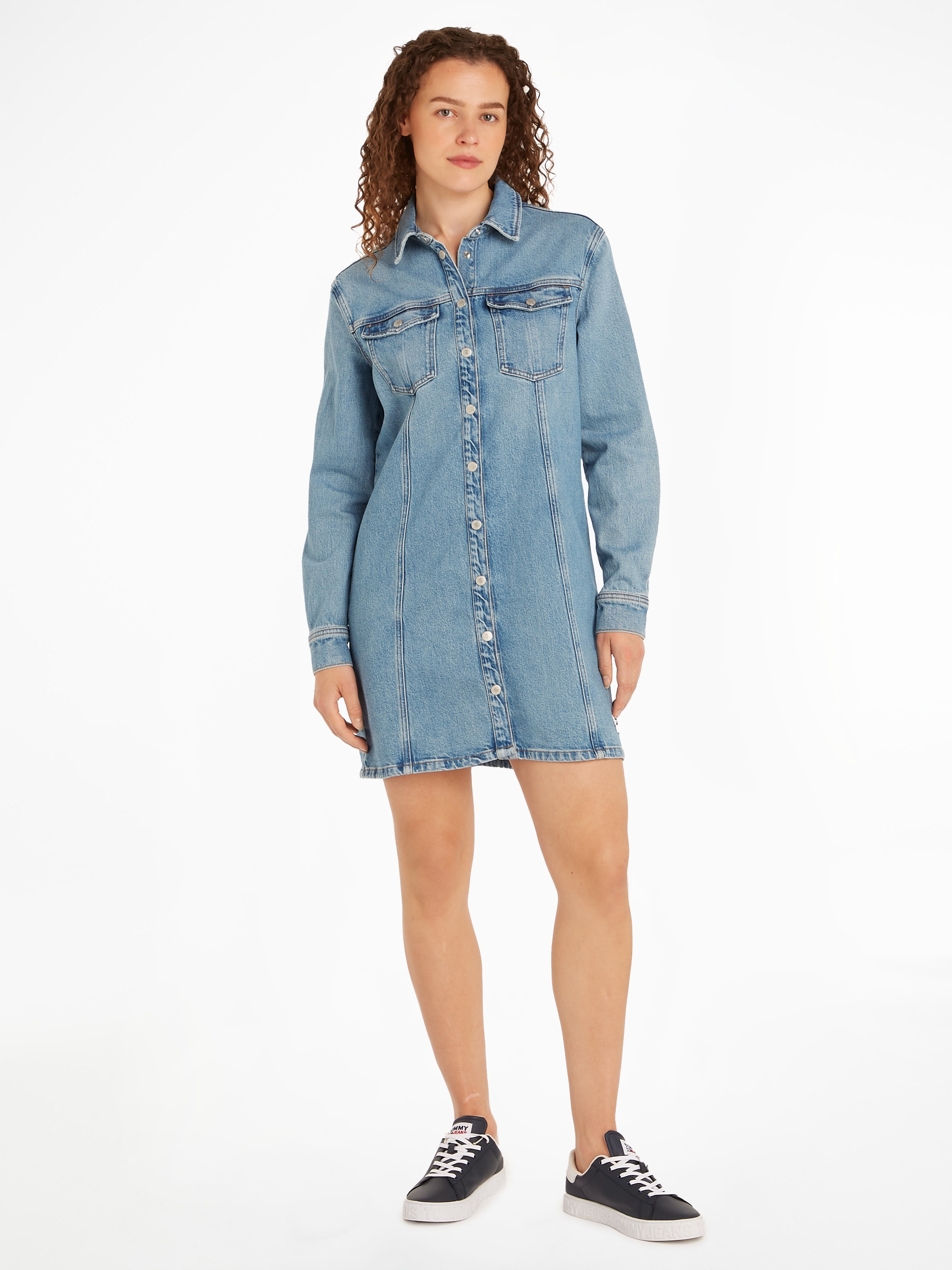 Tommy Jeans Blusenkleid "ALINE LS DRESS CH6119 EXT", mit Tommy Jeans Flagge günstig online kaufen