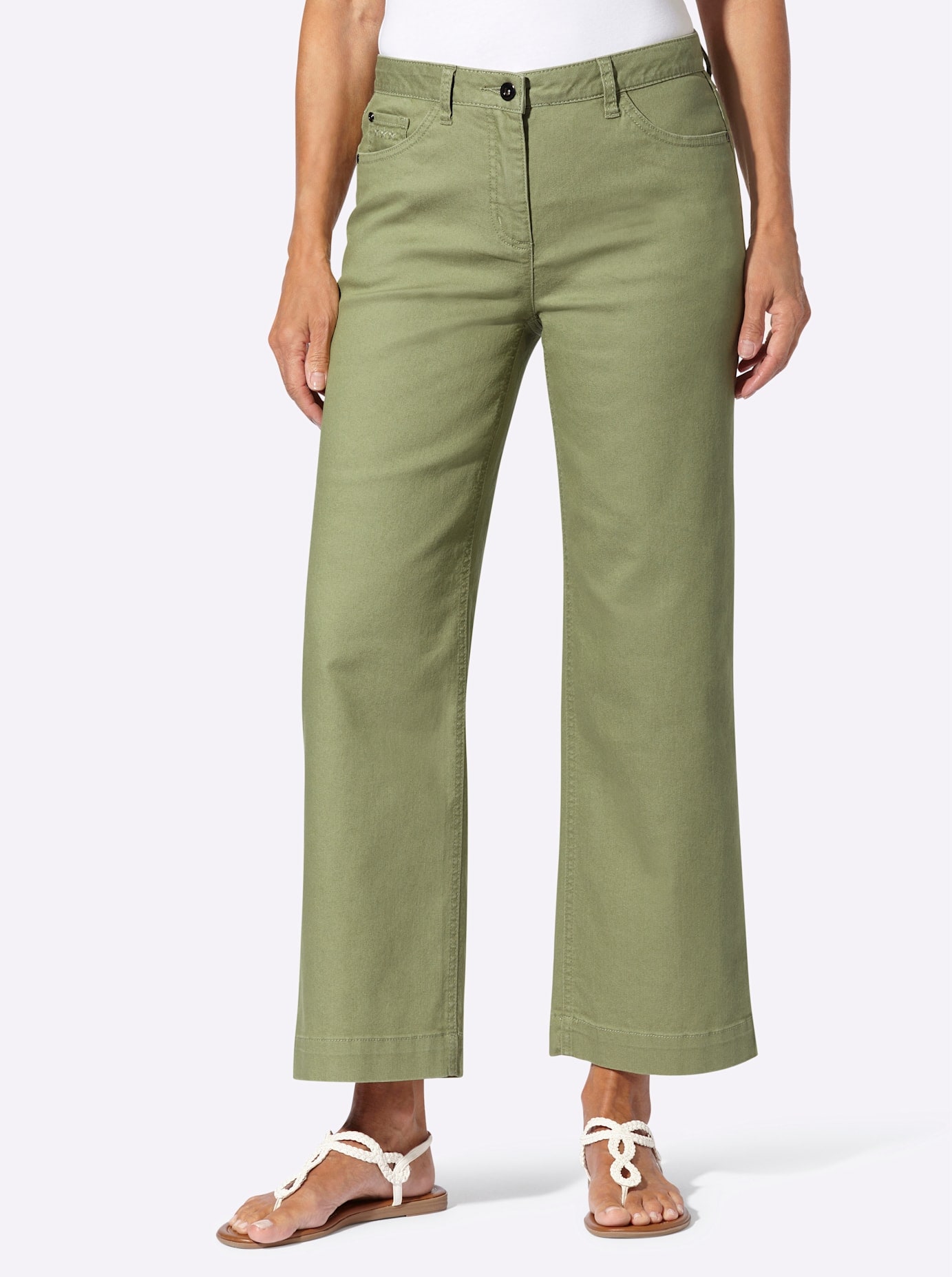 7/8-Jeans INSPIRATIONEN, Damen, Gr. 36, Normalgrößen, schilf, 76% Baumwolle, 22% Polyester, 2% Elasthan, unifarben, lang, Jeans