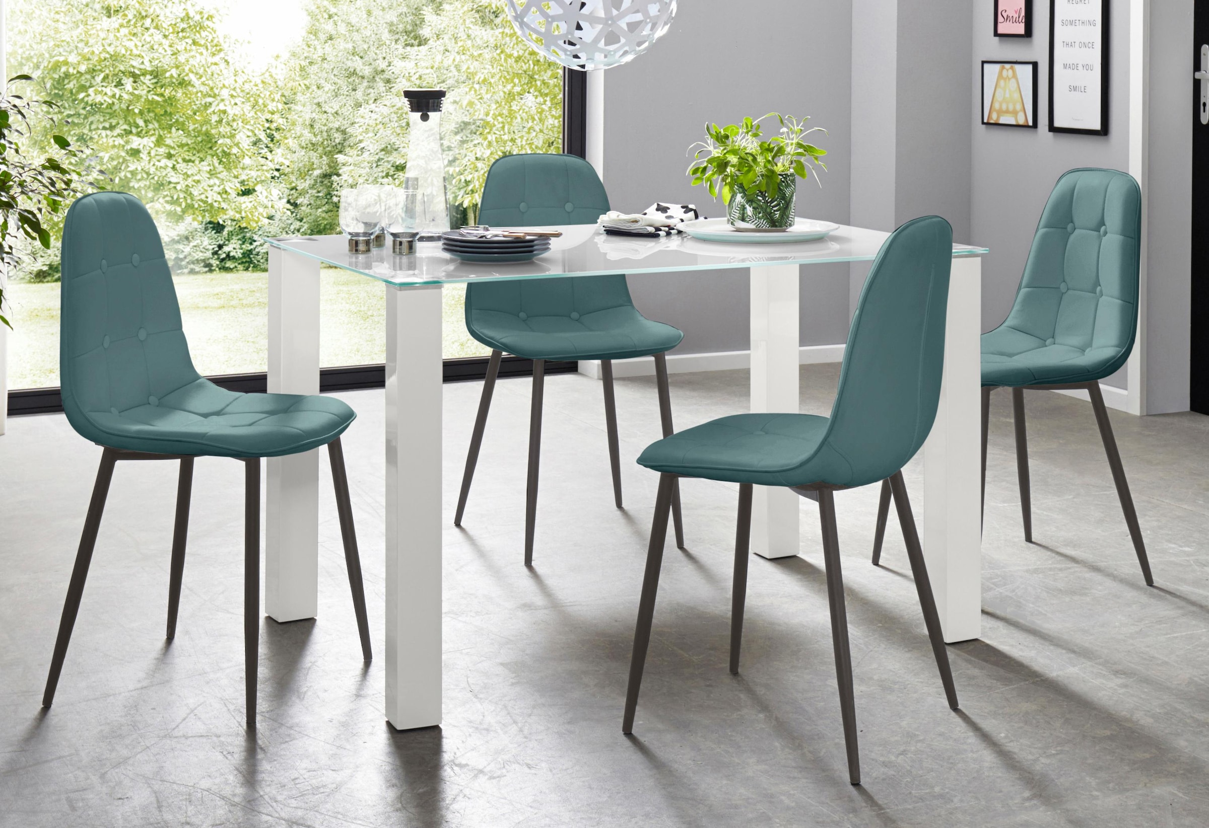 INOSIGN Essgruppe Set, 5 Stk. tlg. mit Glastisch, Breite 120 cm günstig online kaufen