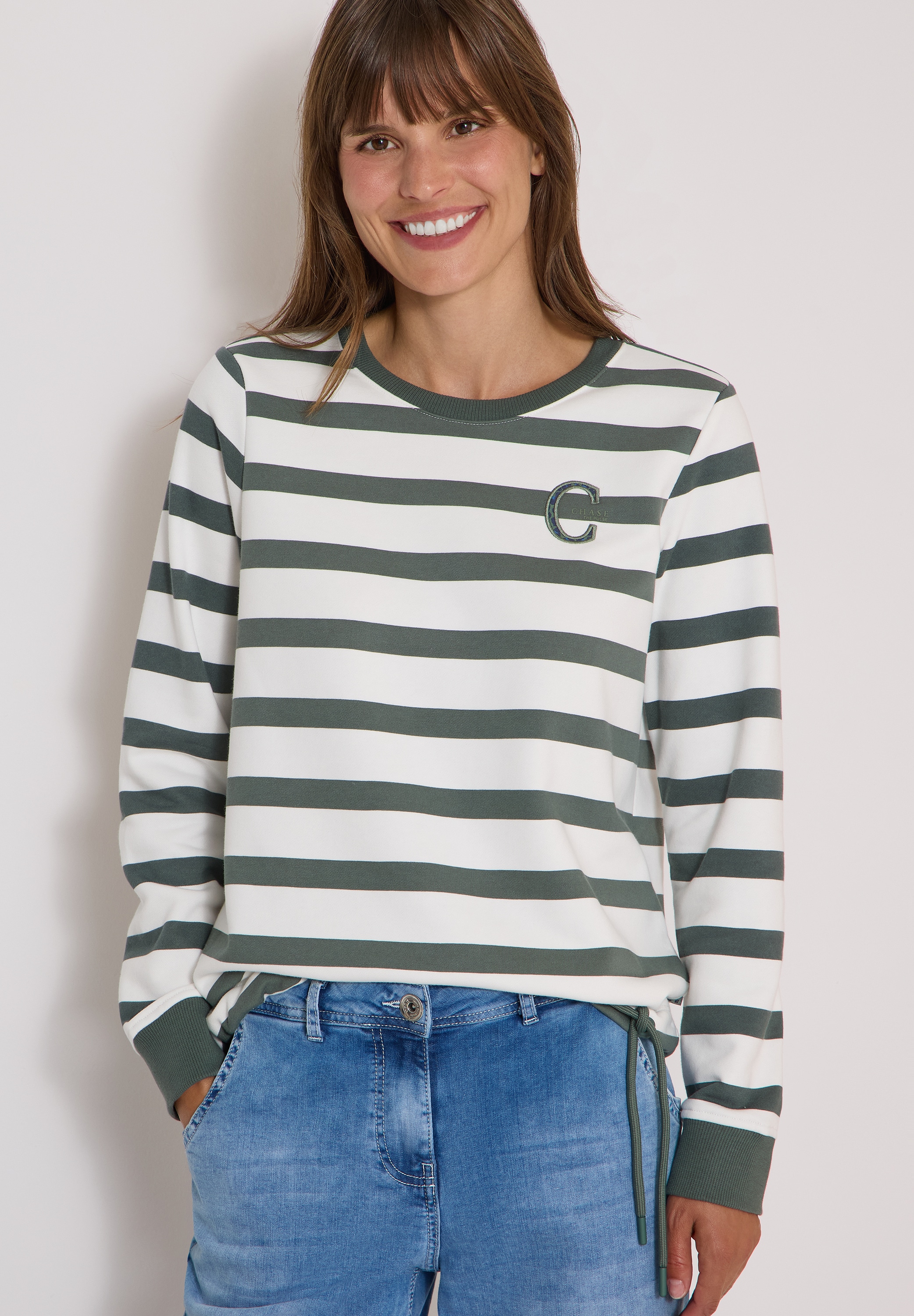 Cecil Sweatshirt, Printdetail, mit Tunnelzug am Saum, Baumwollmix