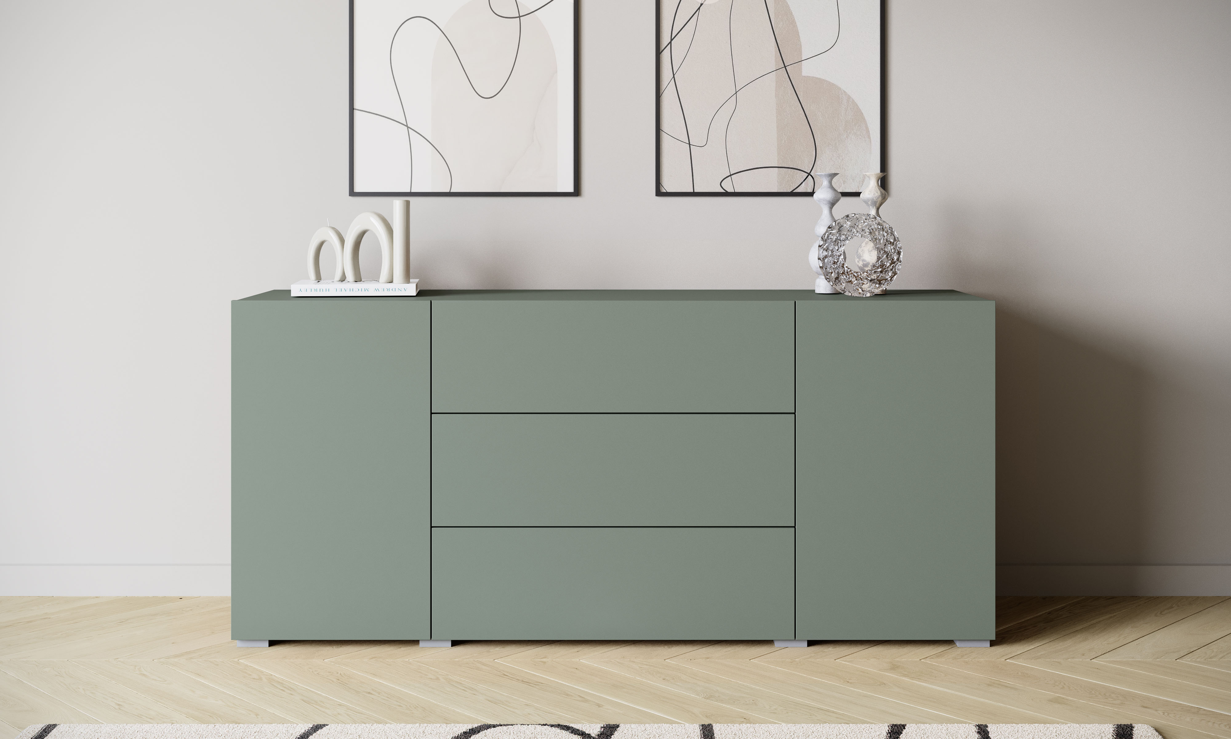 Home affaire Sideboard "BERLIN" Moderne grifflose Kommode Breite 150 cm, 4 Schubkästen/ 2 Türen