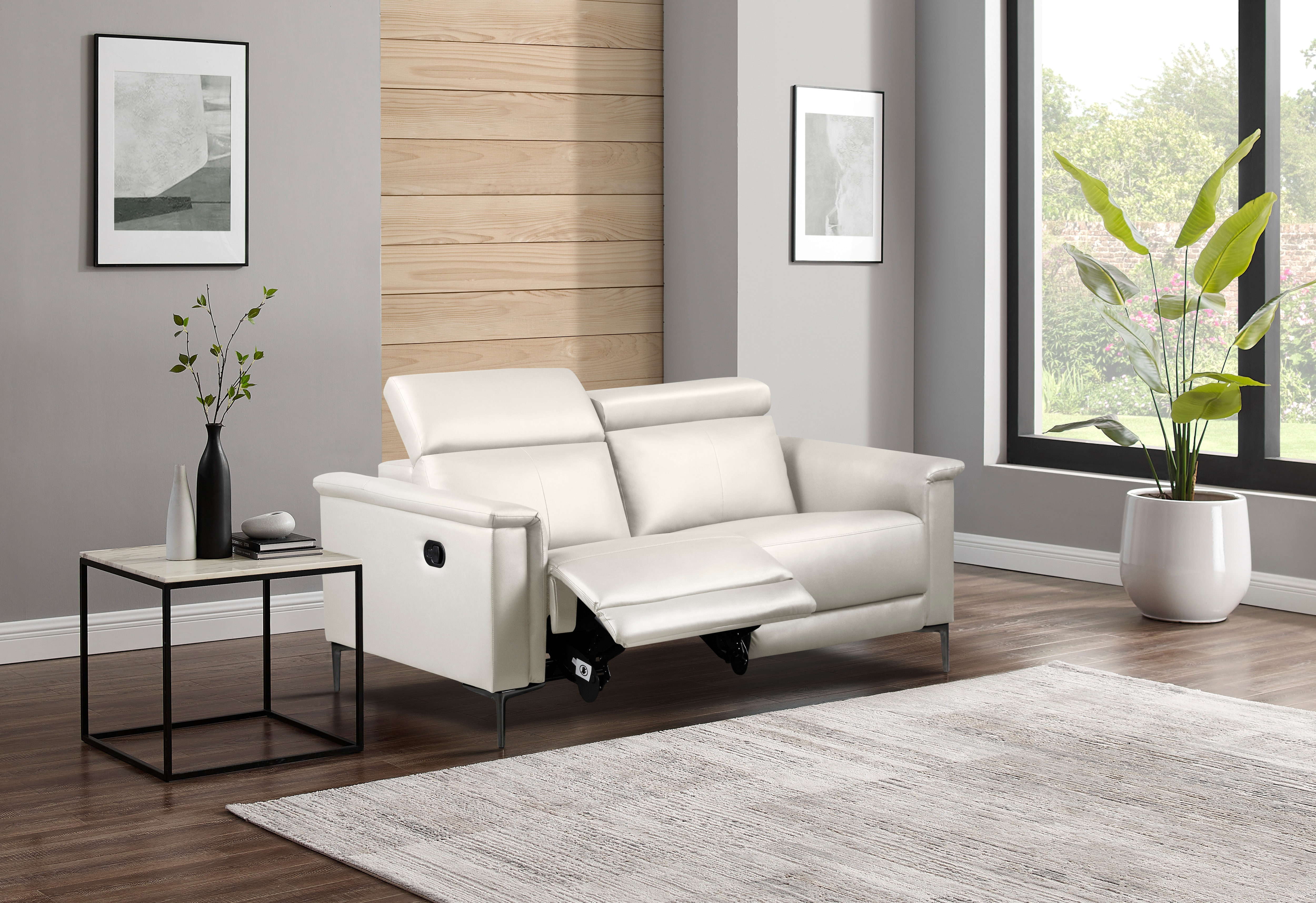 OTTO home 2-Sitzer "LUND,Naturleder, 160 cm, mit Relaxfunktion und Kopfteilverstellung" manuell od. elektrisch (m.USB-A), Federkern und Kopfteilverstellung