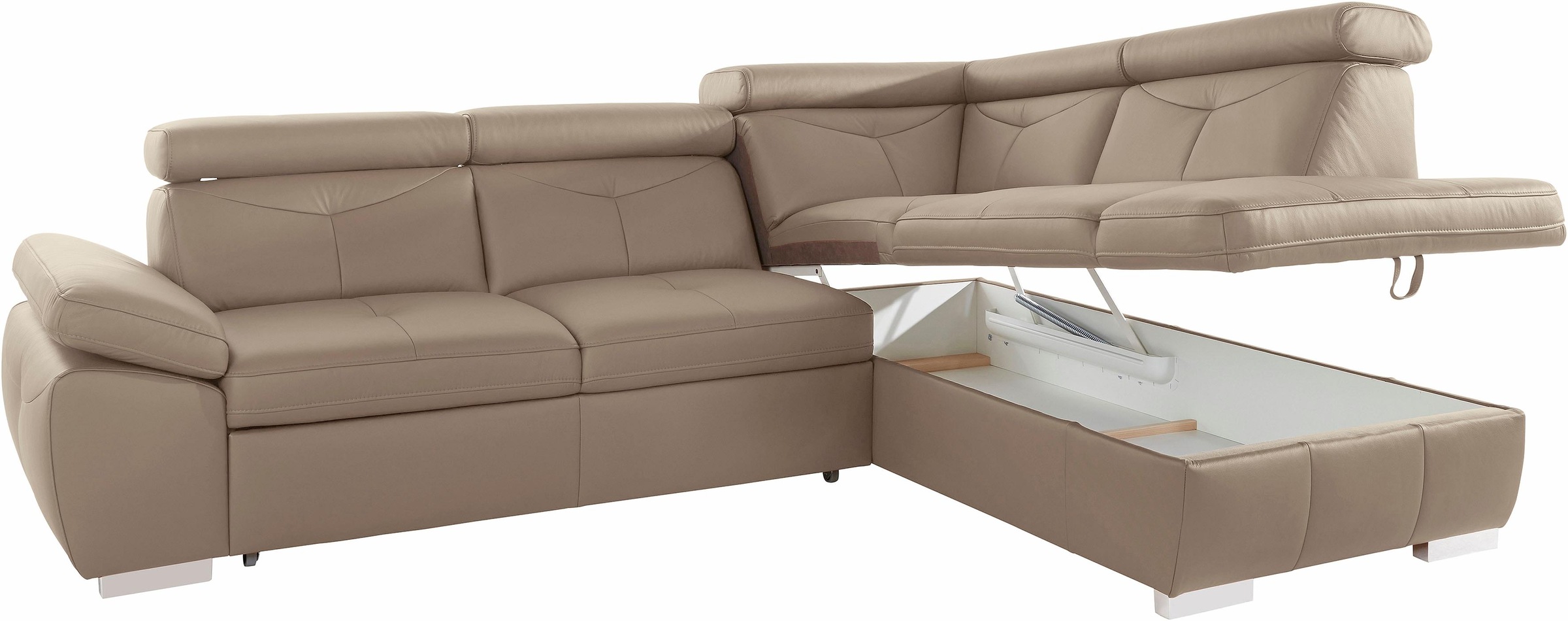 exxpo - sofa fashion Ecksofa »Spring, super bequem und komfortabel mit Armteil- und Kopfteilfunktion«, wahlweise mit Bettfunktion und Bettkasten, L-Form