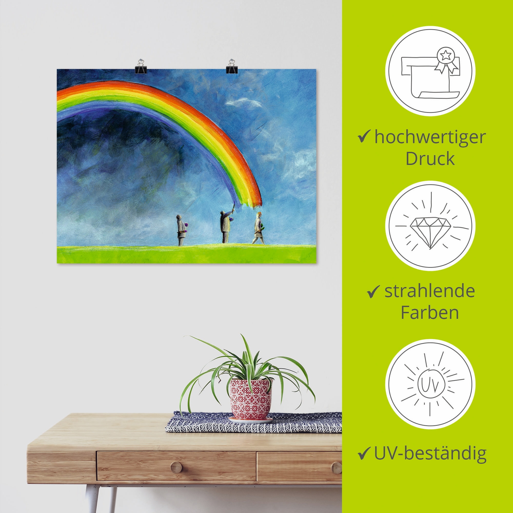 Artland Poster »Regenbogen malen«, Gruppen & Familien, (1 St.), als Leinwandbild, Wandaufkleber oder Poster in versch. Größen