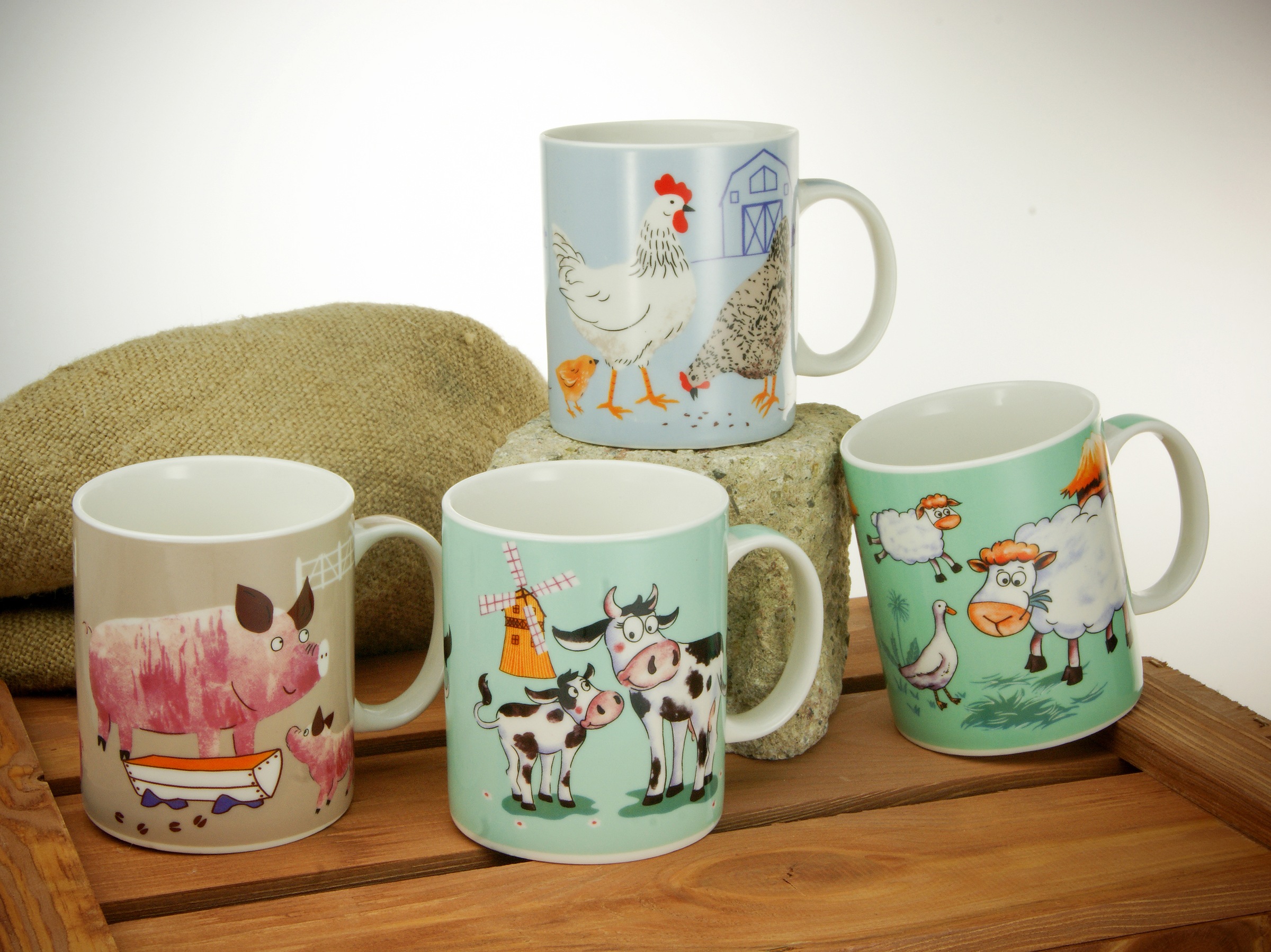 CreaTable Becher »Kaffeebecher Farm Animals«, (Set, 4 tlg.), ideal als  Kinderbecher, Tassen Set, 4-teilig kaufen | BAUR