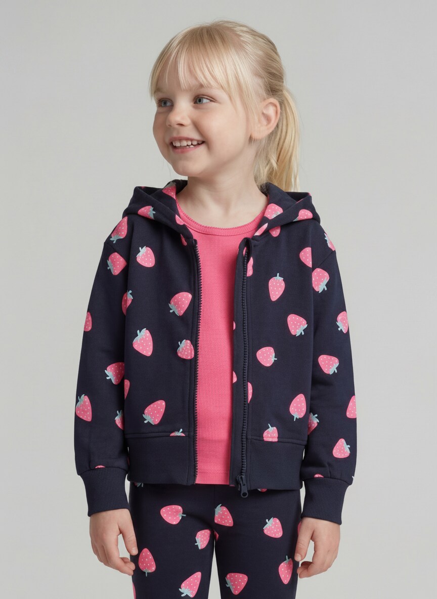 TOM TAILOR Kapuzensweatjacke mit Erdbeer-Allover-Print, für Girls