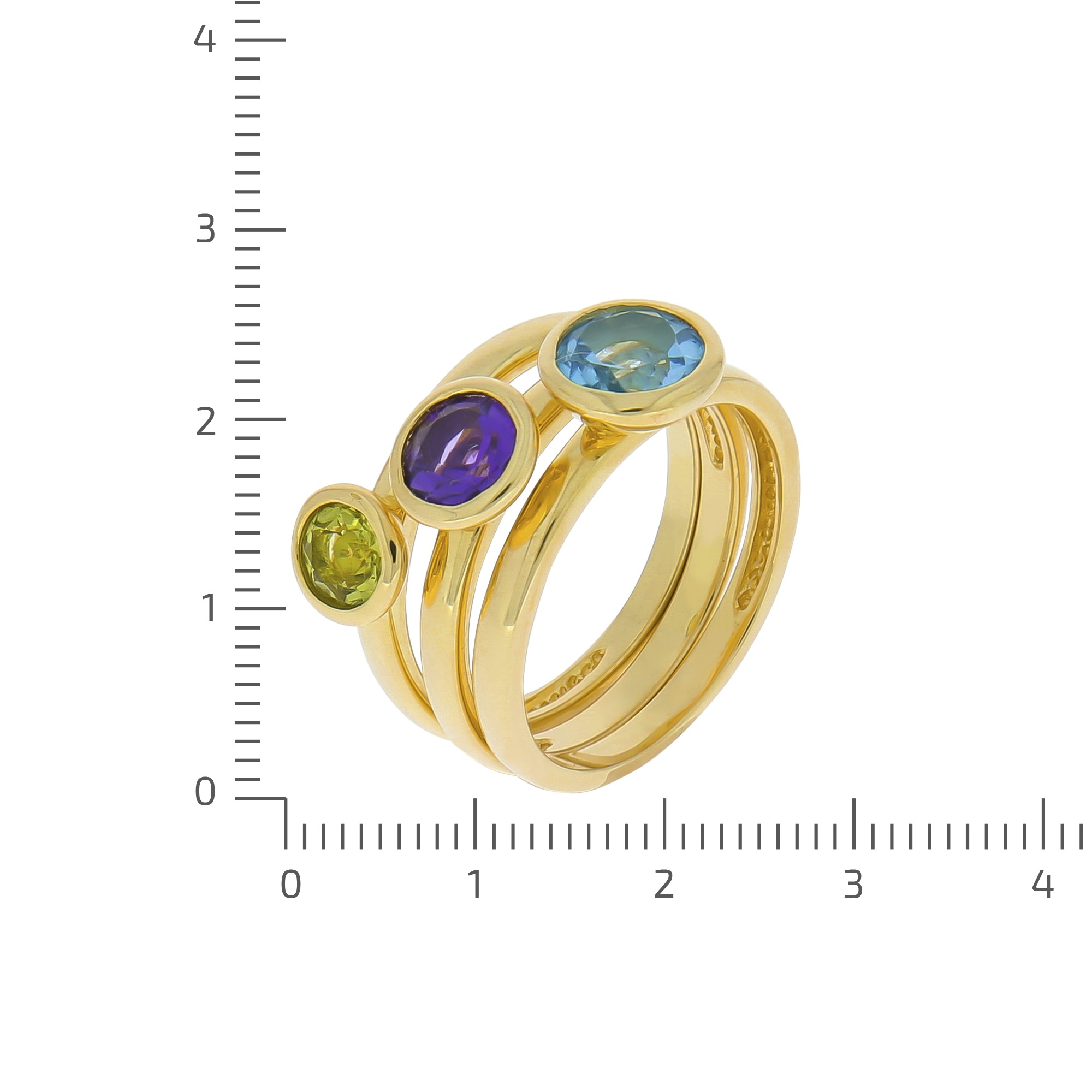 Zeeme Fingerring »Silber 925 vergoldet mit Blautopas (beh.) Peridot Amethyst«