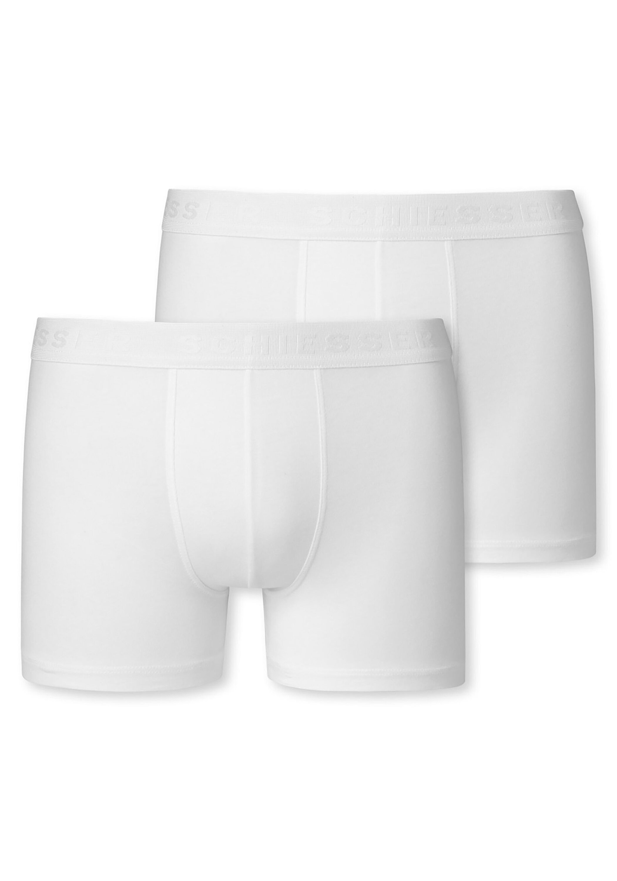 SCHIESSER Jungen Boxershorts "Boxershort 2er Pack", Gr. 176, weiß, Obermaterial: 95% Baumwolle CO. 5% Elasthan EL., Unterhosen
