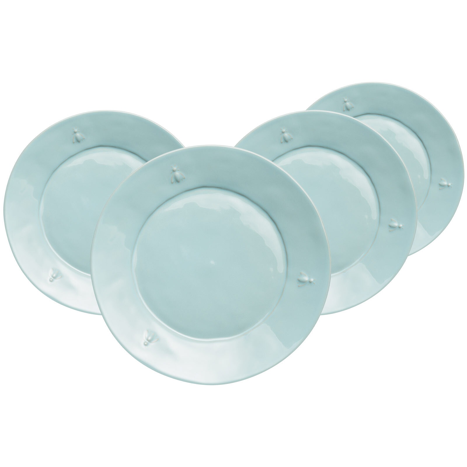 La Rochère France Speiseteller "Speiseteller Biene ø 27 cm 4er Set blau" Spülmaschinengeeignet, Mikrowellengeeignet