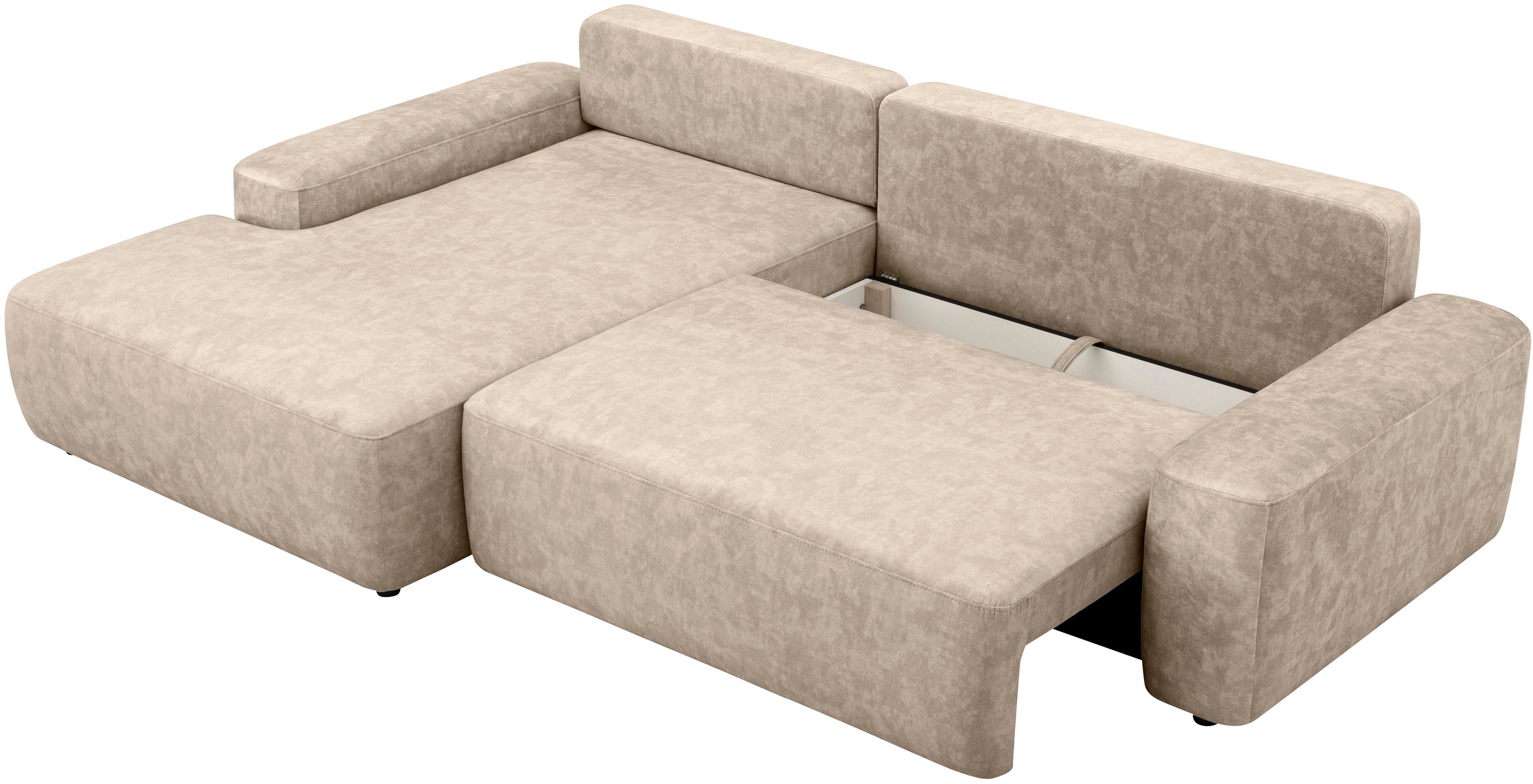 INOSIGN Ecksofa »TORGE (264cm), Schlafsofa in Cord, Samtvelours o Struktur fein, L-Form«, Schlaffunktion, Bettkasten, Liegefläche: 125/210 cm
