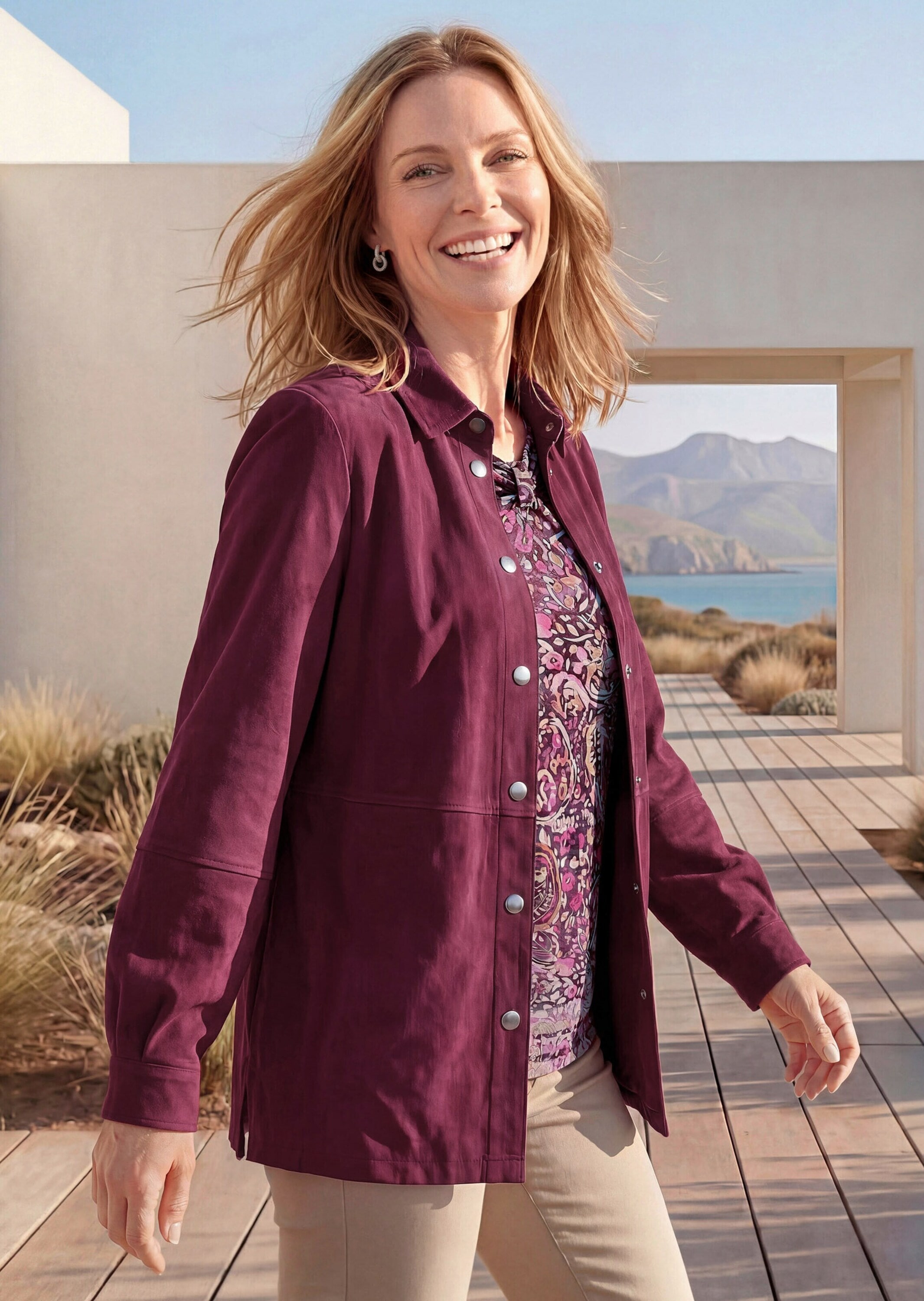 GOLDNER Kurzjacke »Kurzgröße Hemdjacke in Veloursleder-Optik« seitliche Eingriffstaschen