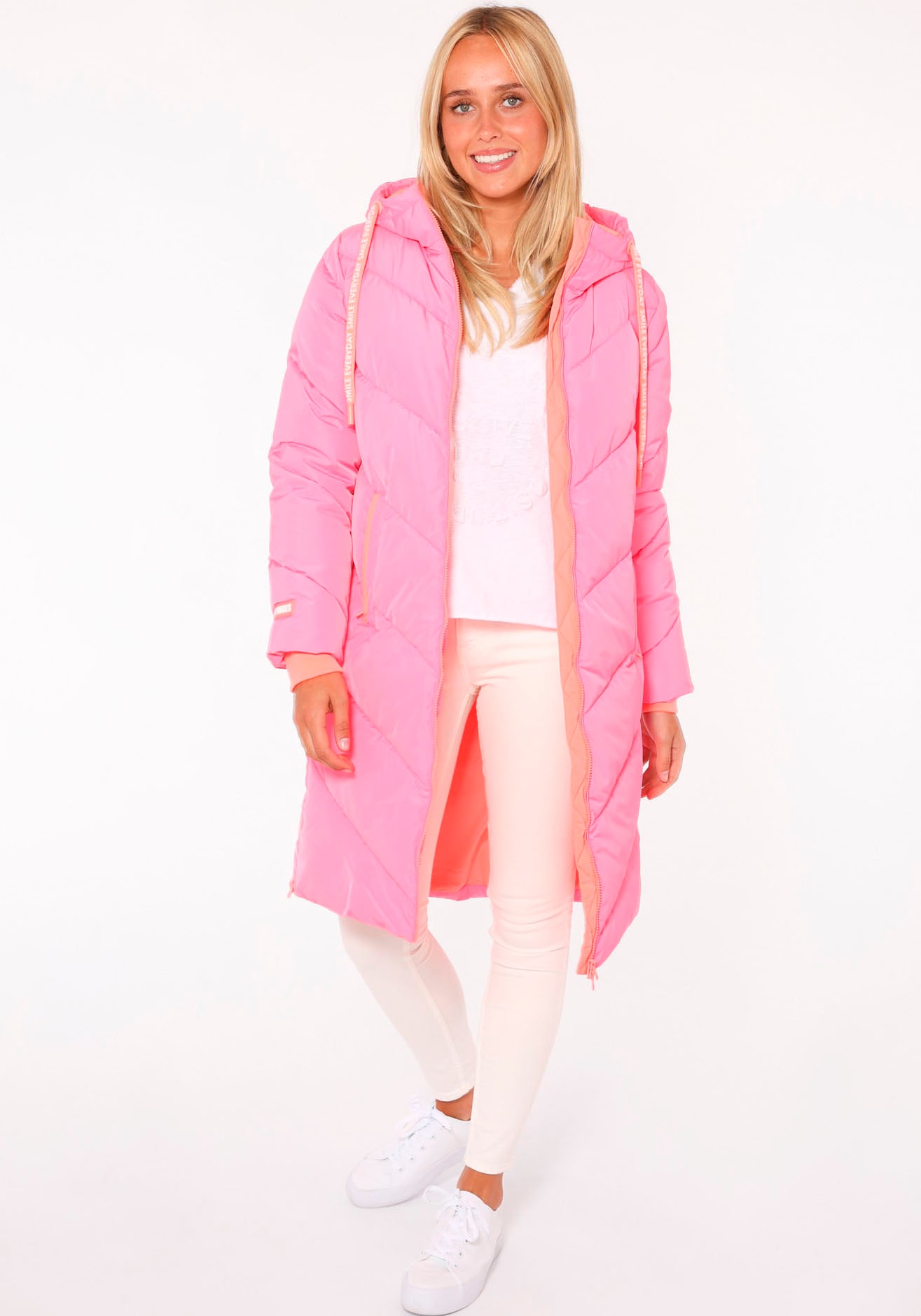 Zwillingsherz Steppjacke »"Good Vibes Only"«, mit Kapuze, mit Kapuze, Backprint und bedrucktem Zugband