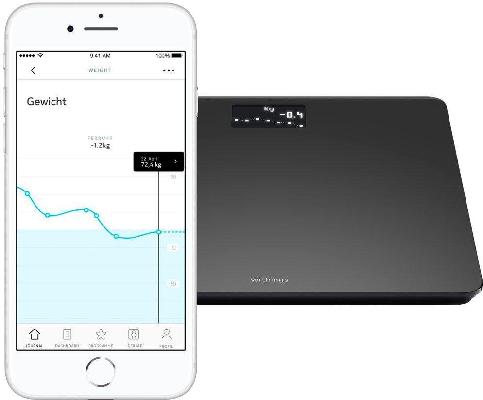 Withings Personenwaage "Body, für bis zu 8 Benutzer" WLAN-Smart-Waage mit B günstig online kaufen