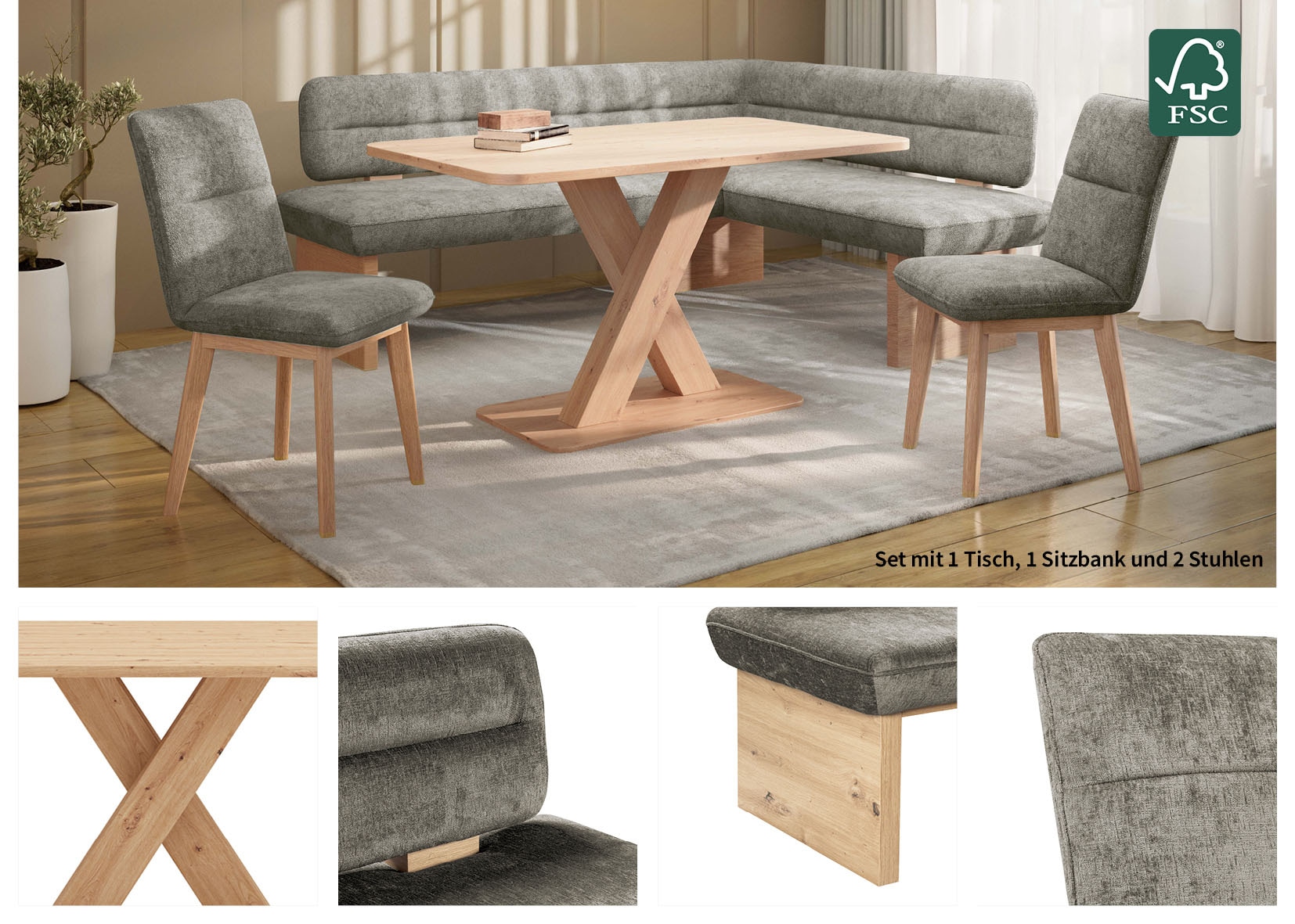 Home affaire Eckbankgruppe "Louise + Miles Essecke Sitzgruppe Eckbank Küche günstig online kaufen