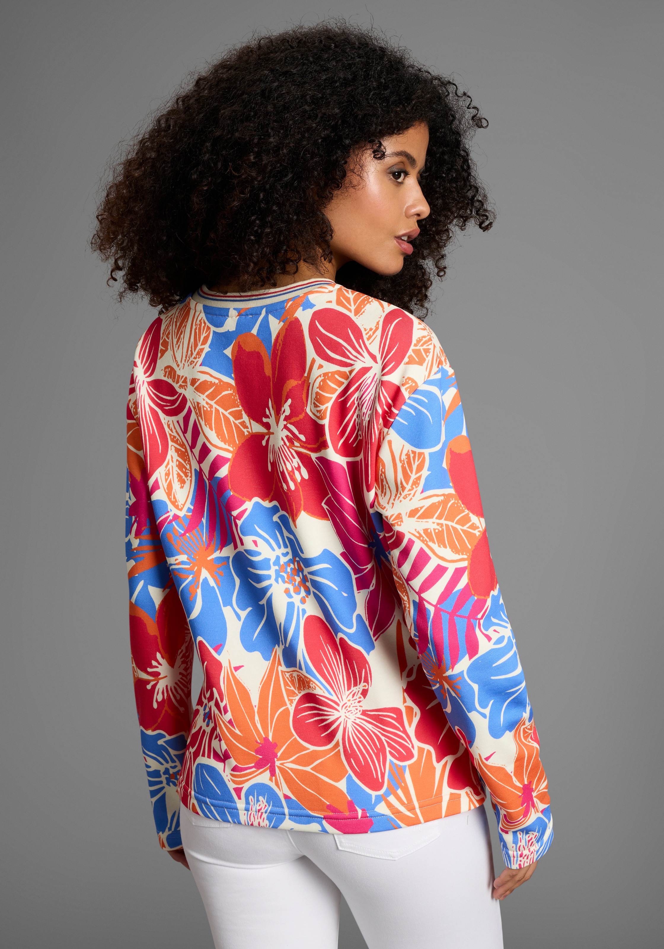 Laura Scott Sweater, Auffälliger Multicolor-Blumenprint auf weichem Sweatst günstig online kaufen