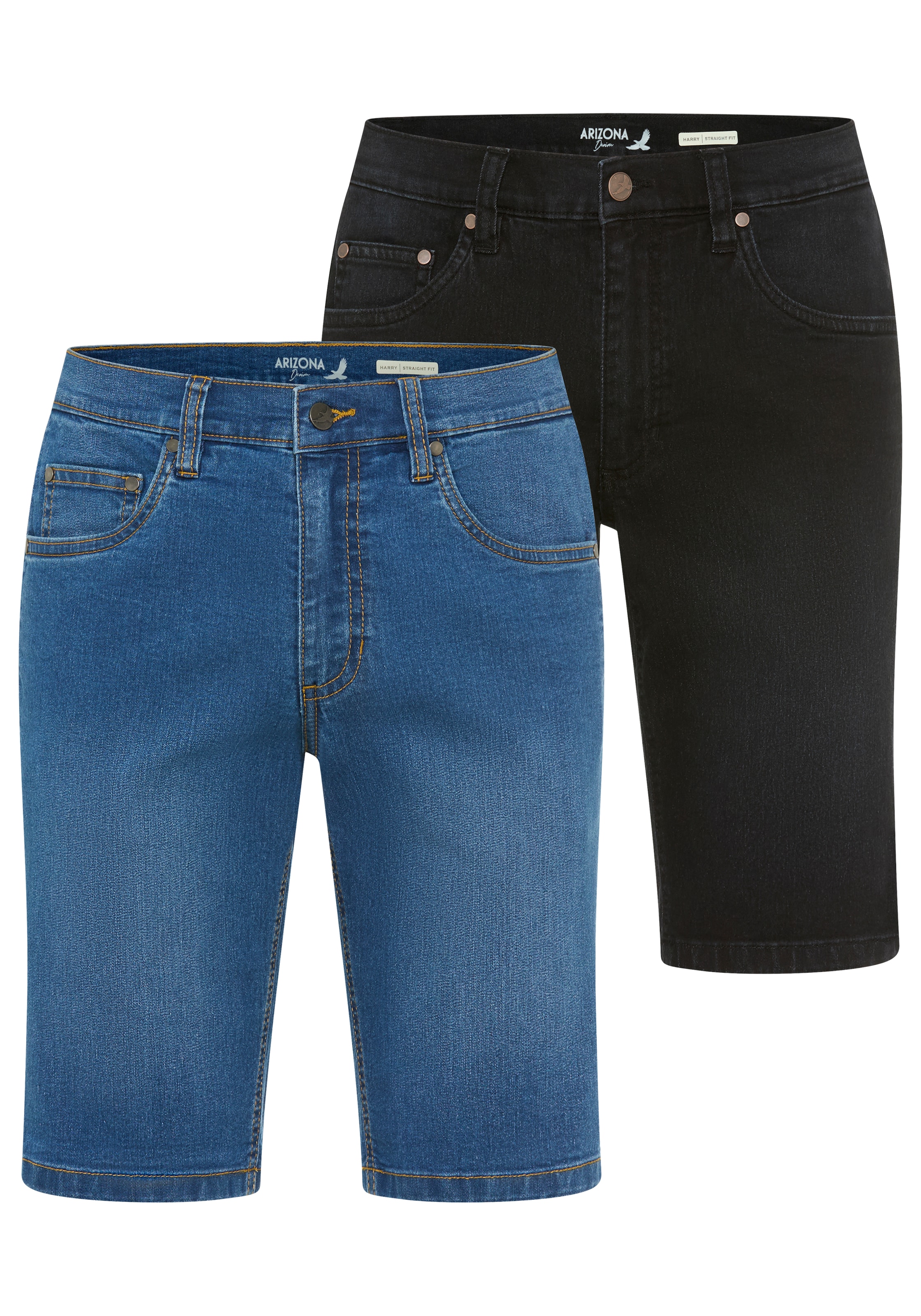 Arizona Jeansshorts "Doppelpack Denimshorts" 2er-Pack, Regular-Fit, gerade geschnittenes Bein
