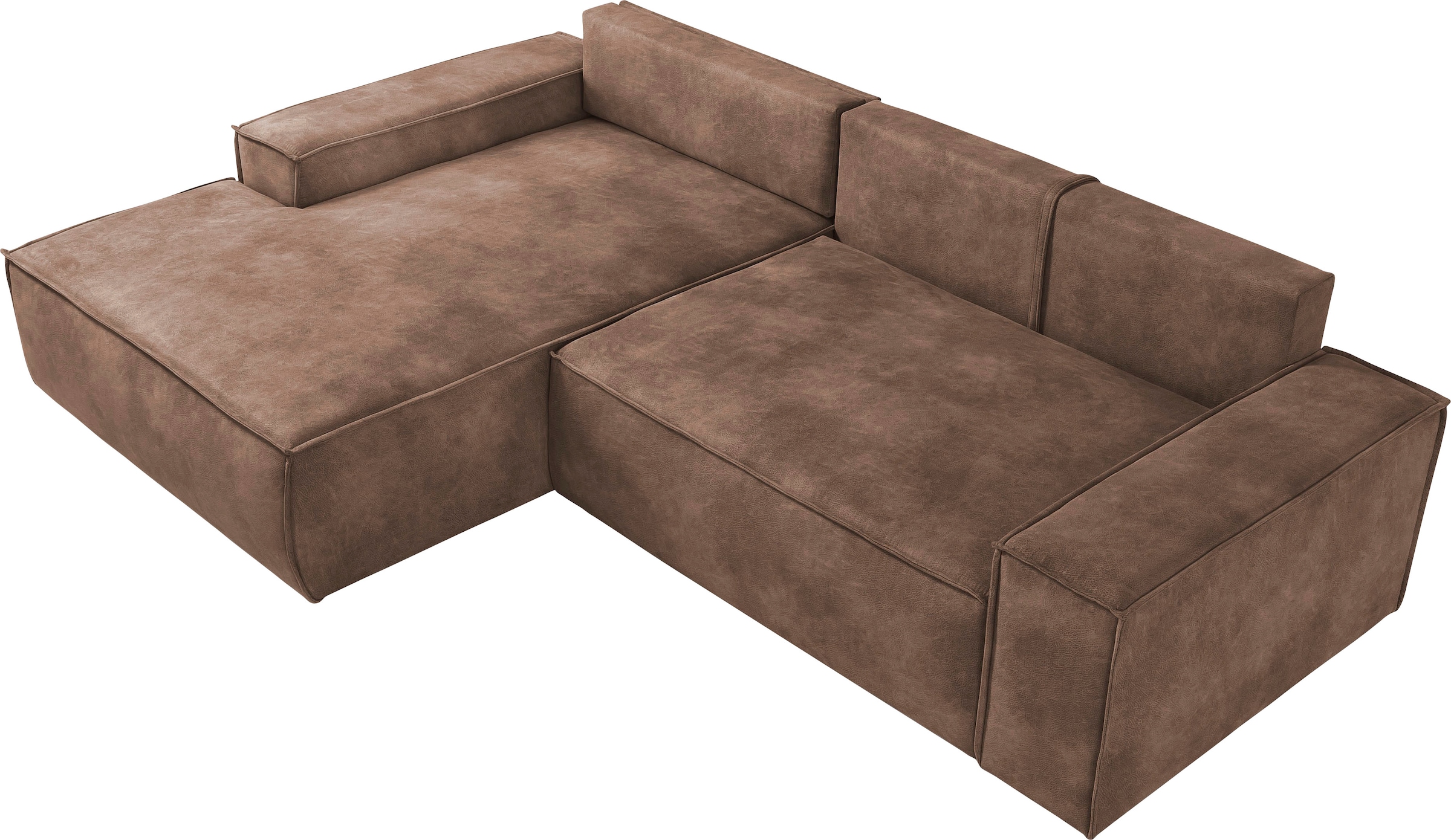 Home affaire Ecksofa SHERWOOD Schlafsofa 267 cm, L-Form, Schlaffunktion mit Bettkasten (210x136 cm), Cord, Vintage, Samtvelours